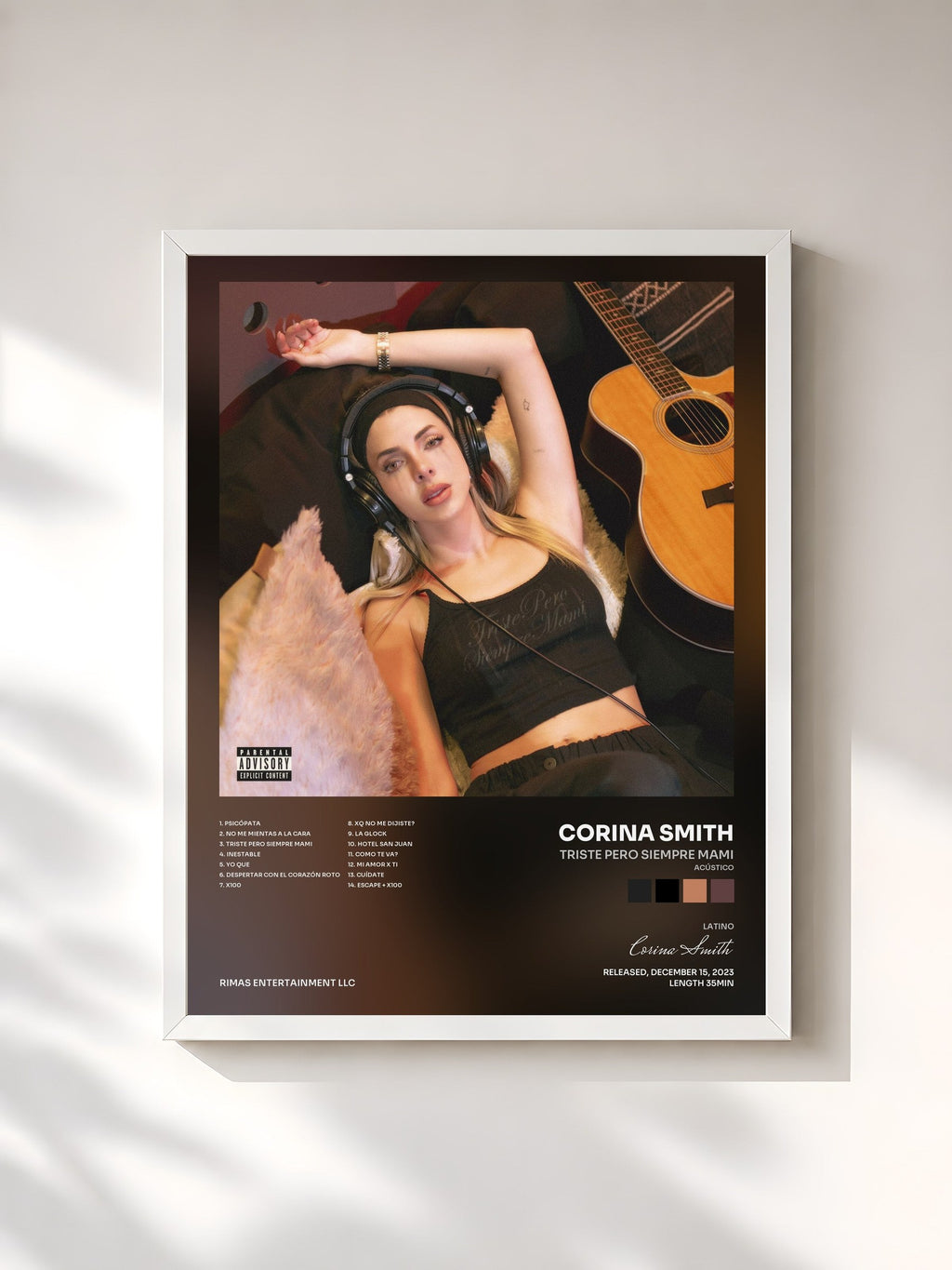 #blanc triste pero siempre mami (acústico) von Corina Smith als gerahmter Kunstdruck, weißer Rahmen, gedruckt und gerahmt in Frankreich