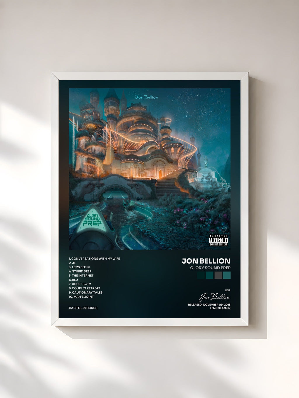 #blanc Glory Sound Prep von Jon Bellion als gerahmter Kunstdruck, weißer Rahmen, gedruckt und gerahmt in Frankreich