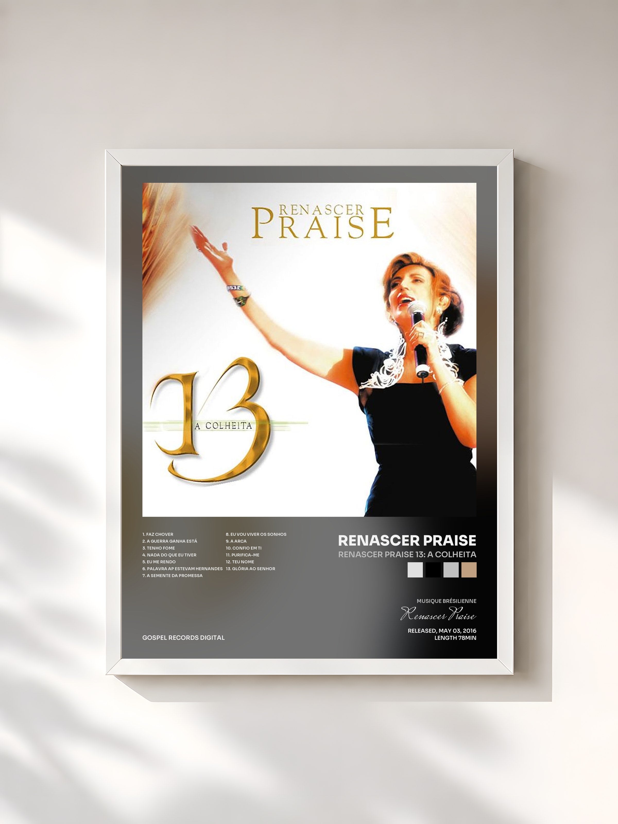 #blanc Tableau de l'album Renascer Praise 13: A Colheita de Renascer Praise, cadre blanc, imprimé et encadré en France