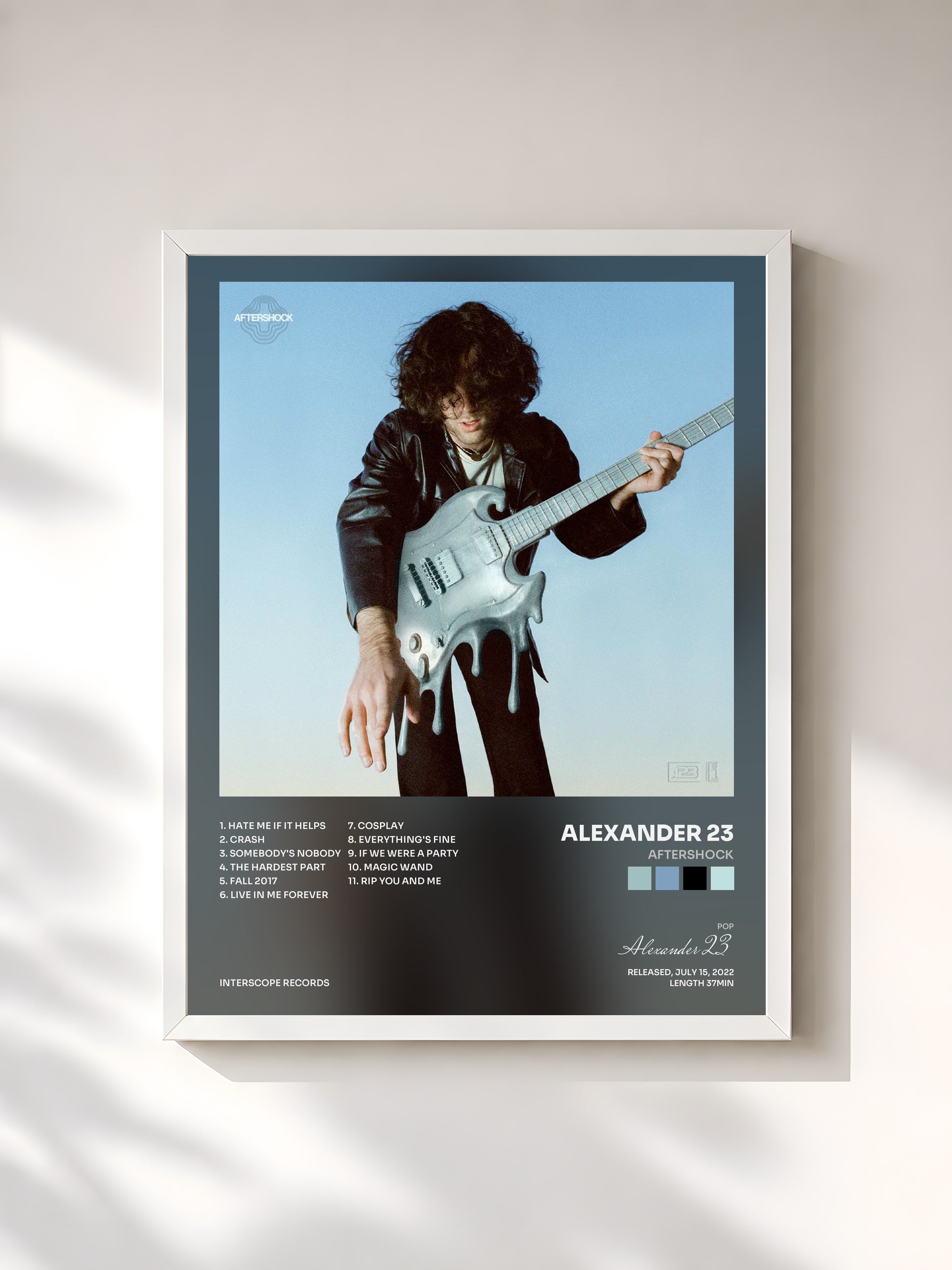 #blanc Tableau de l'album Aftershock de Alexander 23, cadre blanc, imprimé et encadré en France
