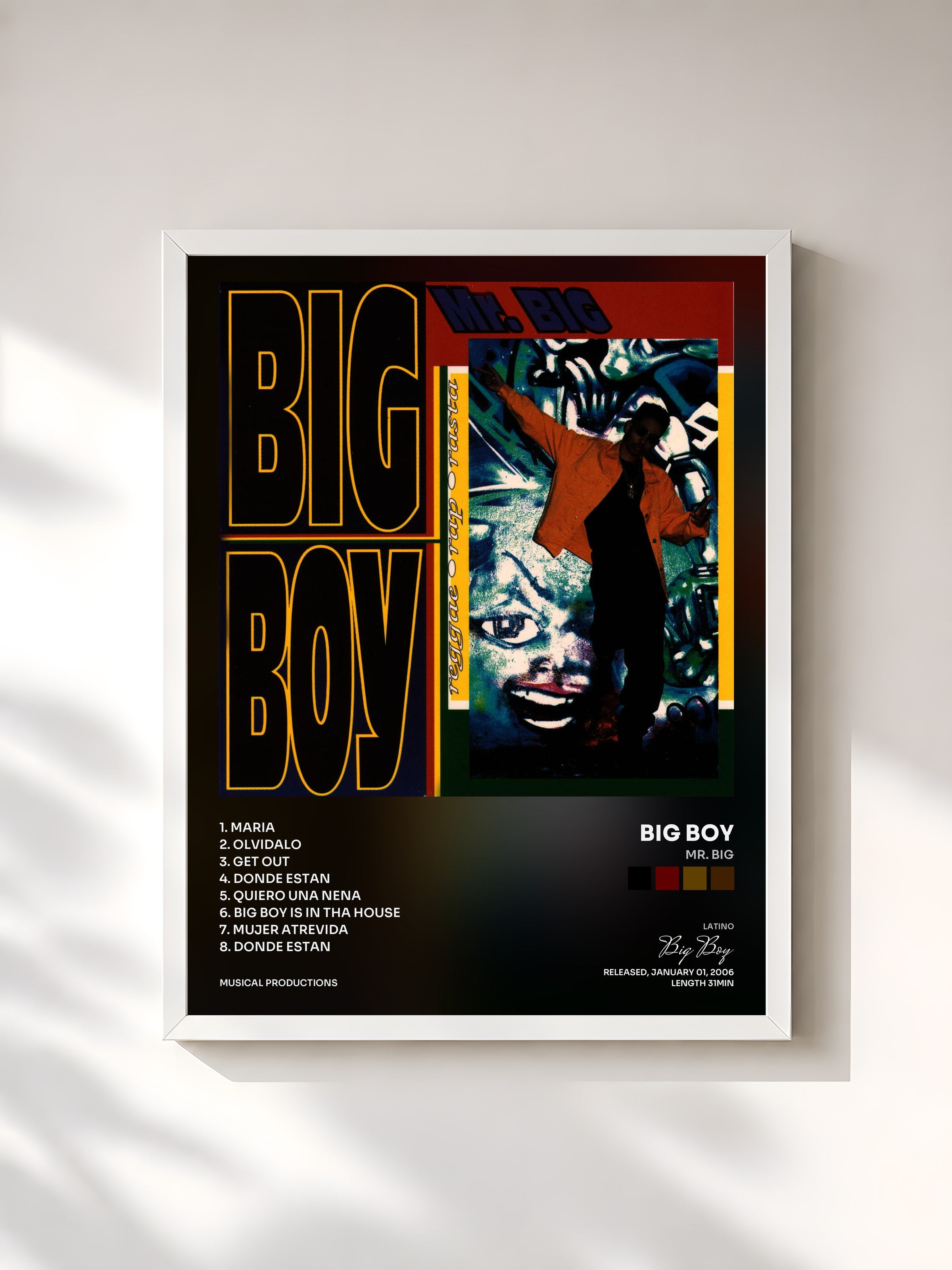 #blanc Tableau de l'album Mr. Big de Big Boy, cadre blanc, imprimé et encadré en France
