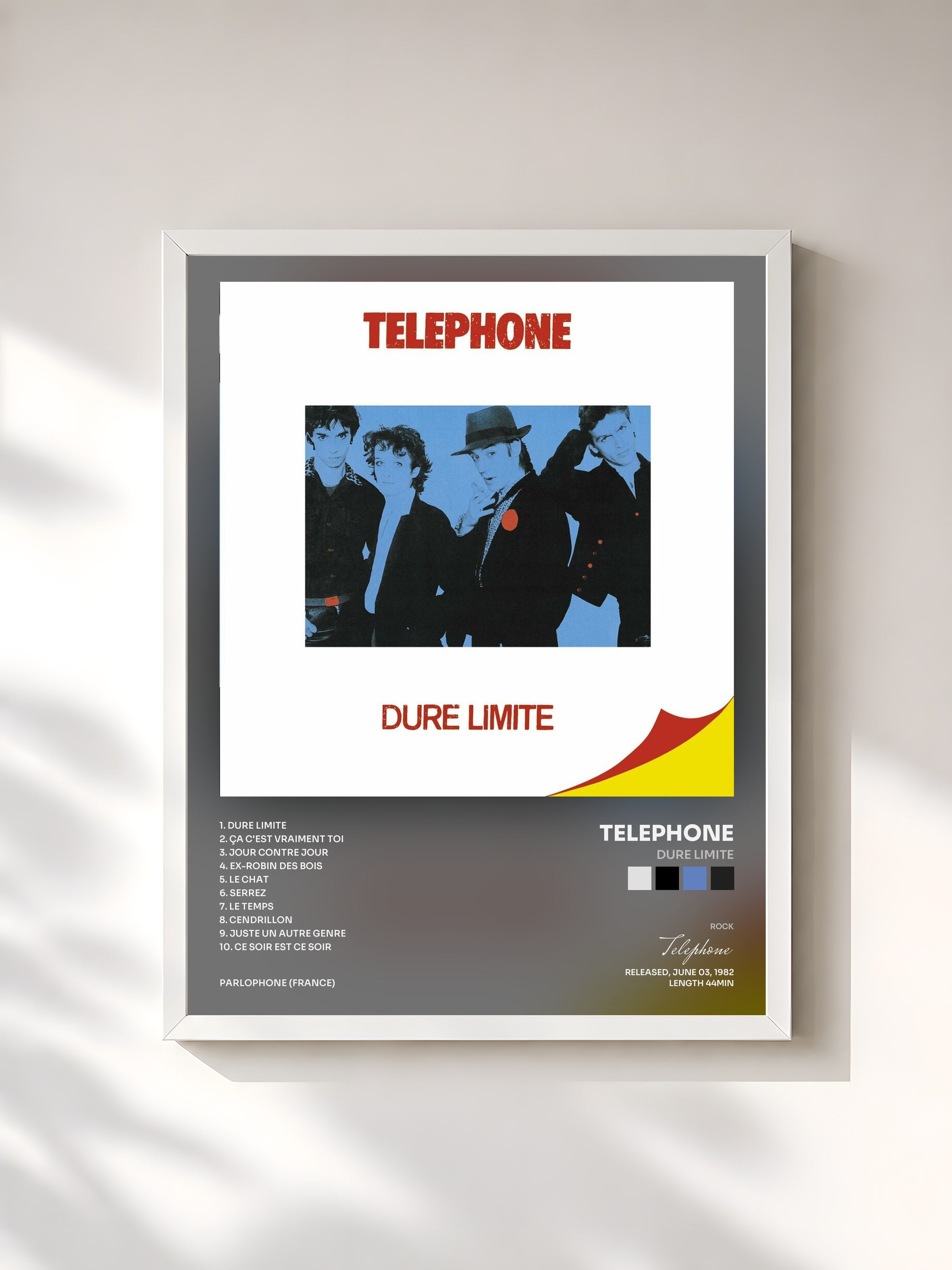 #blanc Tableau de l'album Dure Limite de Telephone, cadre blanc, imprimé et encadré en France