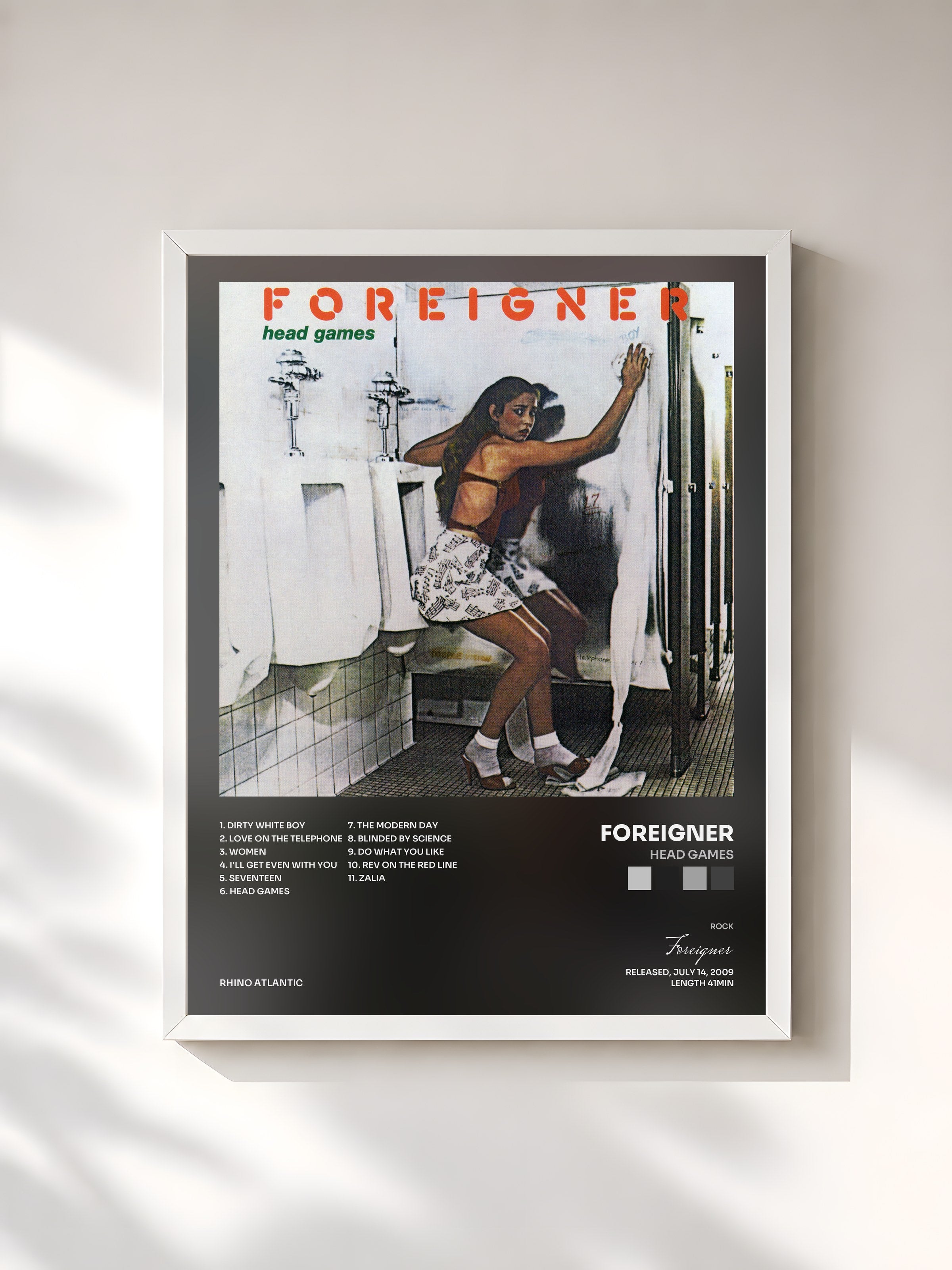 #blanc Tableau de l'album Head Games de Foreigner, cadre blanc, imprimé et encadré en France