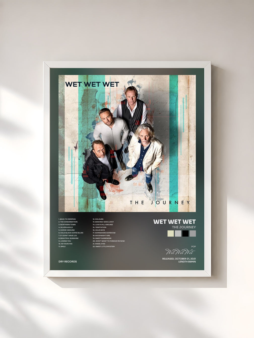 #blanc Tableau de l'album The Journey de Wet Wet Wet, cadre blanc, imprimé et encadré en France