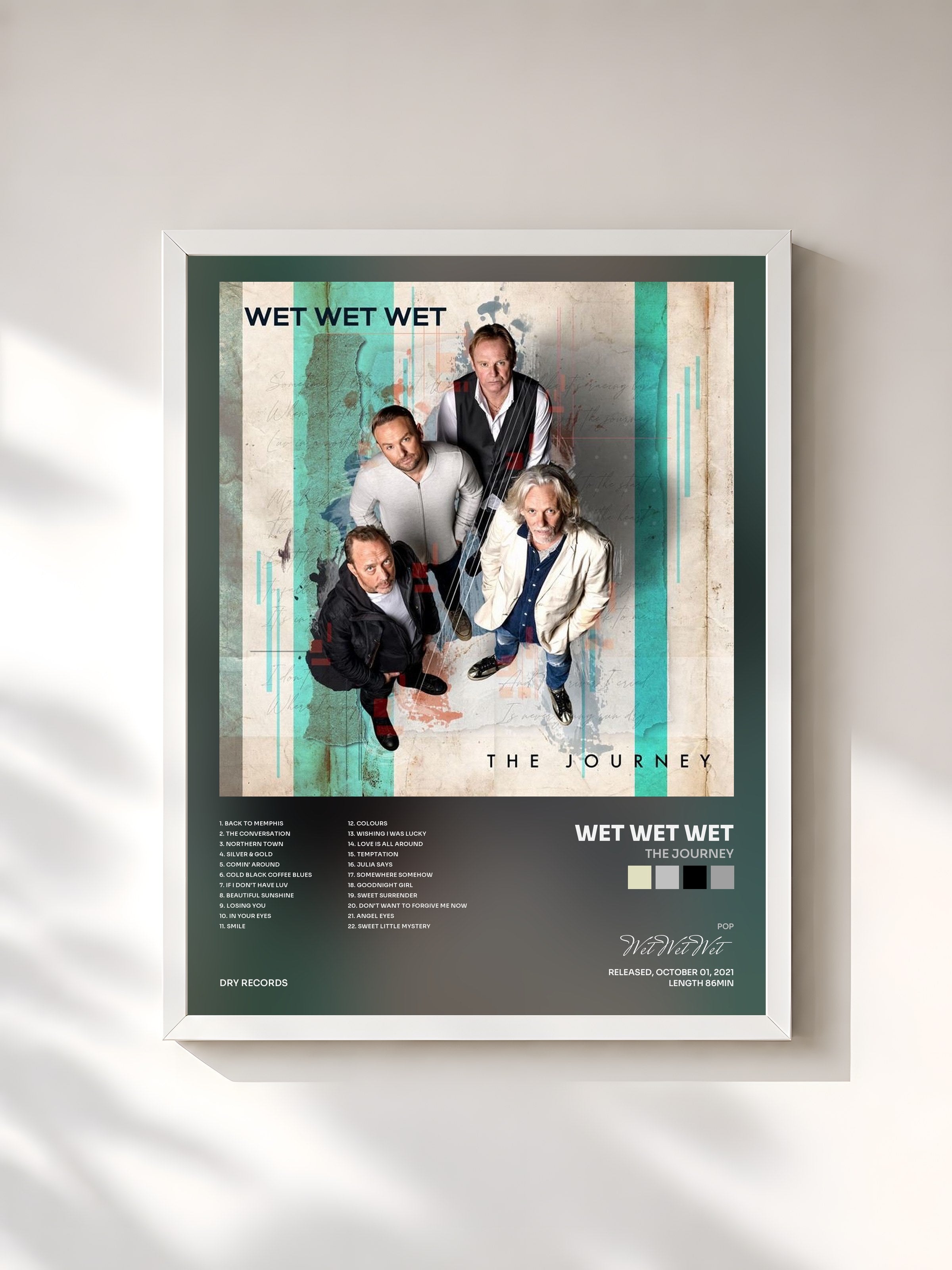 #blanc Tableau de l'album The Journey de Wet Wet Wet, cadre blanc, imprimé et encadré en France