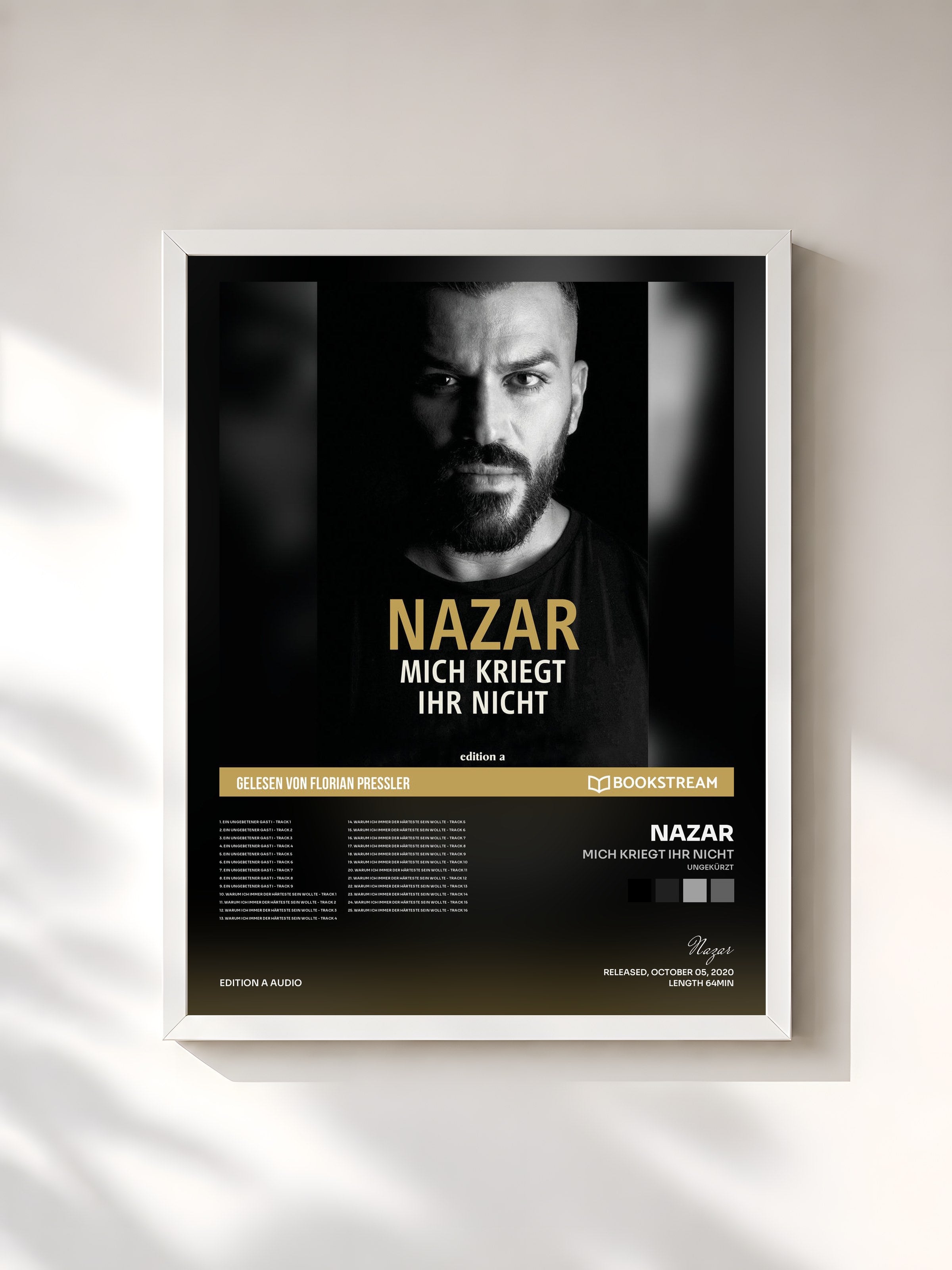 #blanc Tableau de l'album Mich kriegt ihr nicht (Ungekürzt) de Nazar, cadre blanc, imprimé et encadré en France