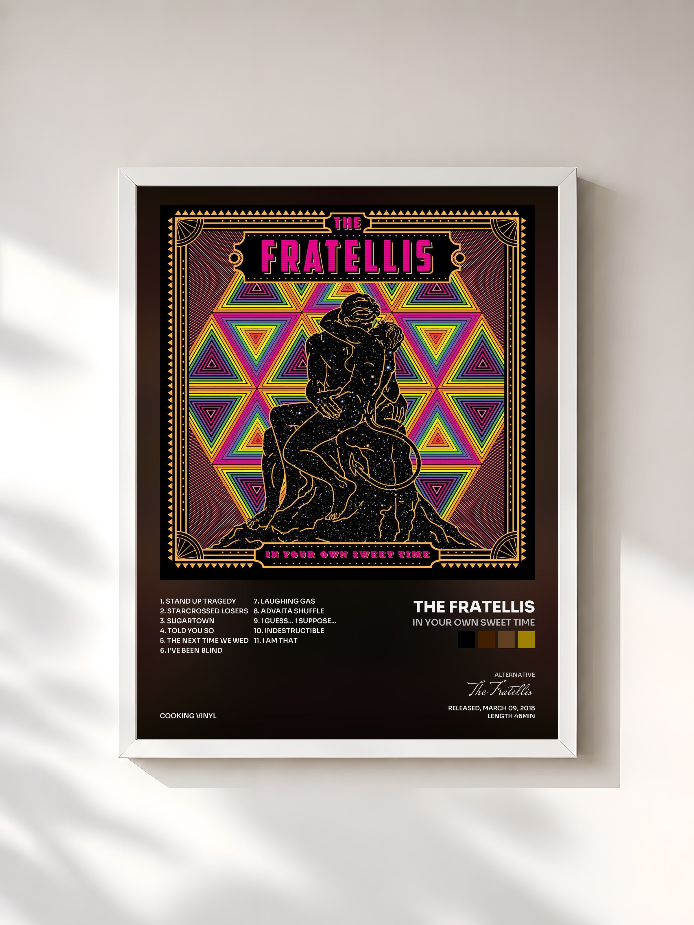 #blanc Tableau de l'album In Your Own Sweet Time de The Fratellis, cadre blanc, imprimé et encadré en France