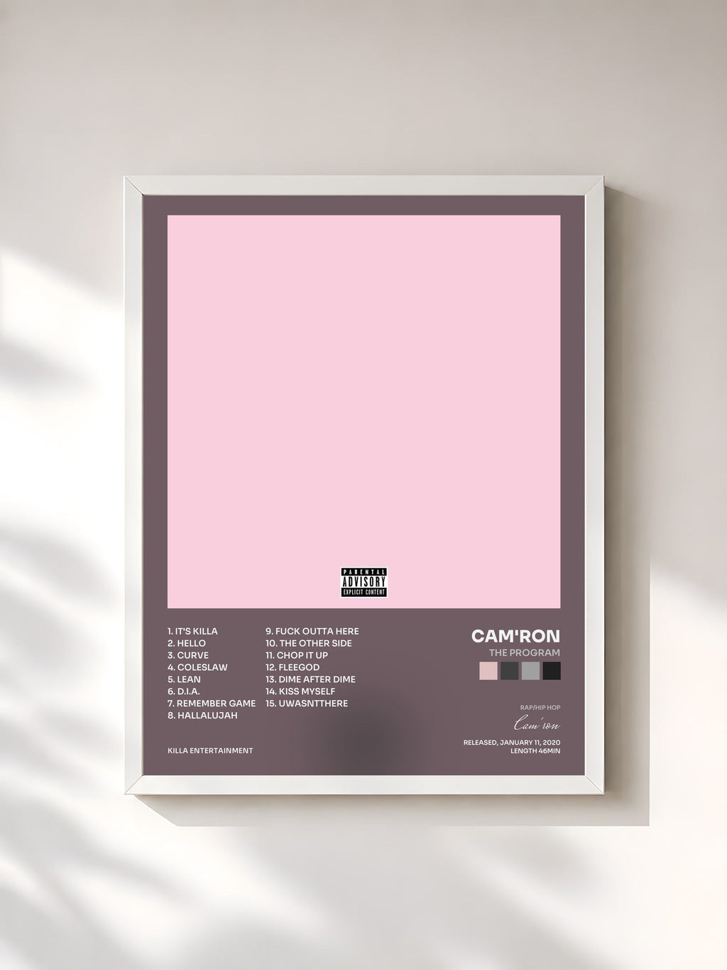 #blanc The Program by Cam'ron as a framed art print, white frame, printed and framed in France
