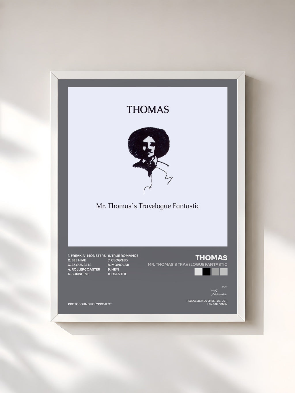 #blanc Tableau de l'album Mr. Thomas's Travelogue Fantastic de Thomas, cadre blanc, imprimé et encadré en France
