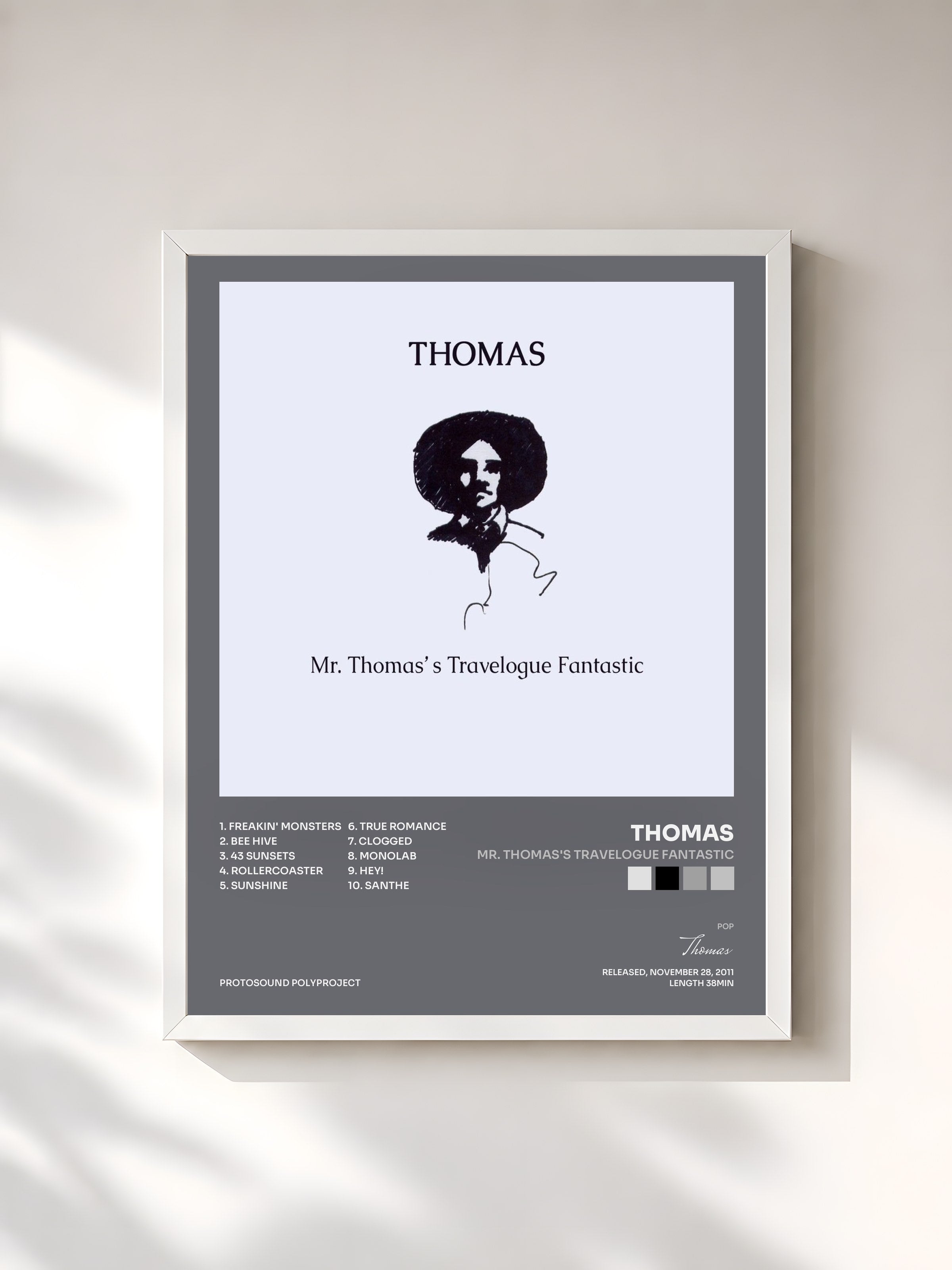 #blanc Tableau de l'album Mr. Thomas's Travelogue Fantastic de Thomas, cadre blanc, imprimé et encadré en France