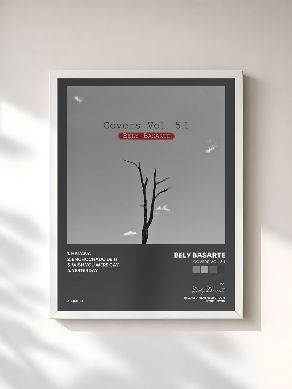 #blanc Tableau de l'album Covers,Vol. 5.1 de Bely Basarte, cadre blanc, imprimé et encadré en France