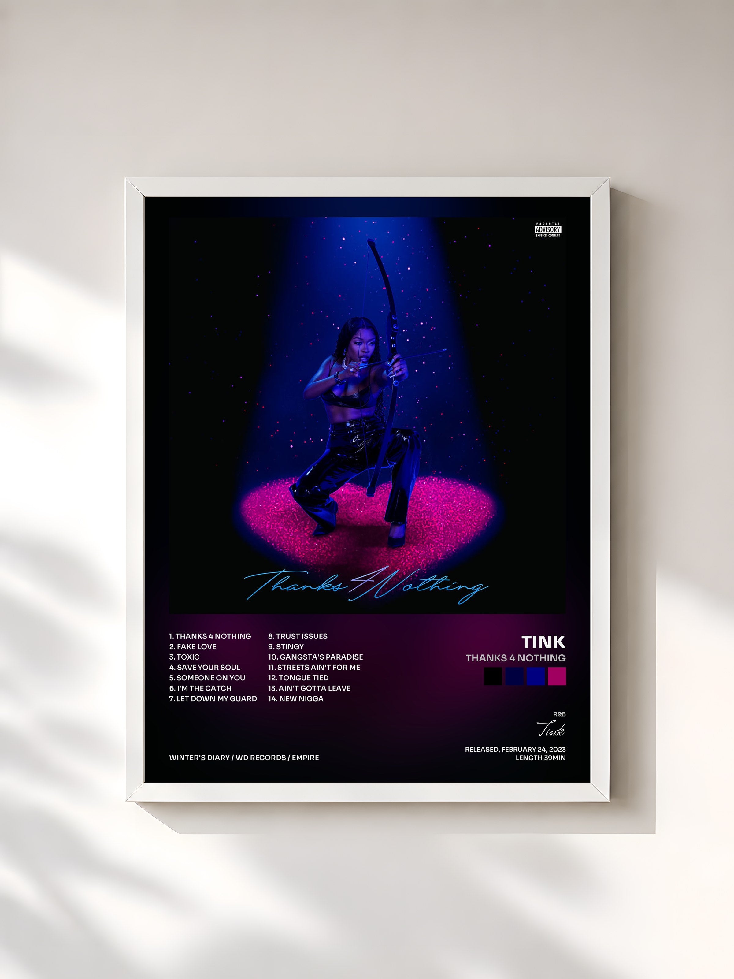 #blanc Tableau de l'album Thanks 4 Nothing de Tink, cadre blanc, imprimé et encadré en France