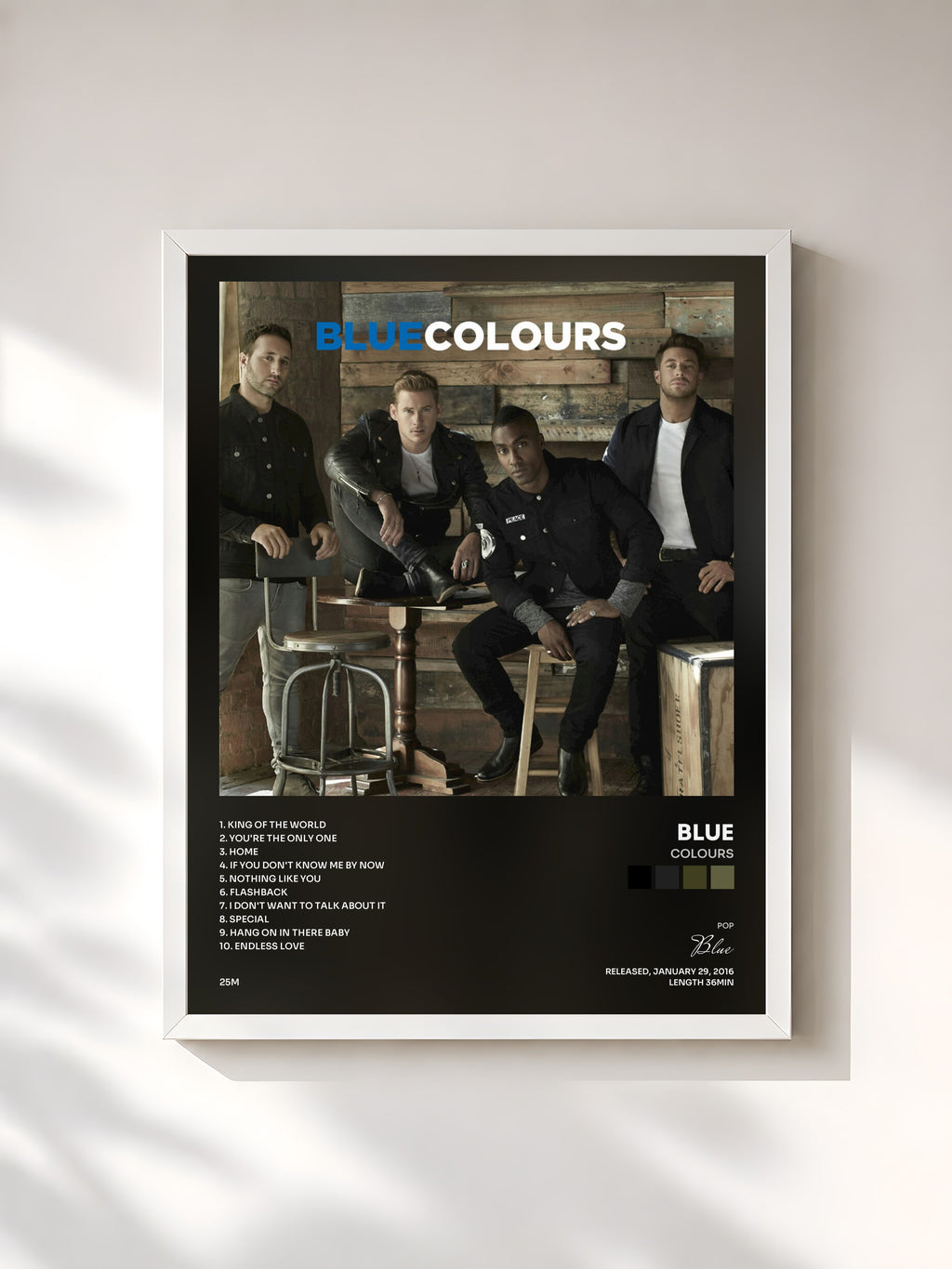 #blanc Colours by Blue as a framed art print, white frame, printed and framed in France