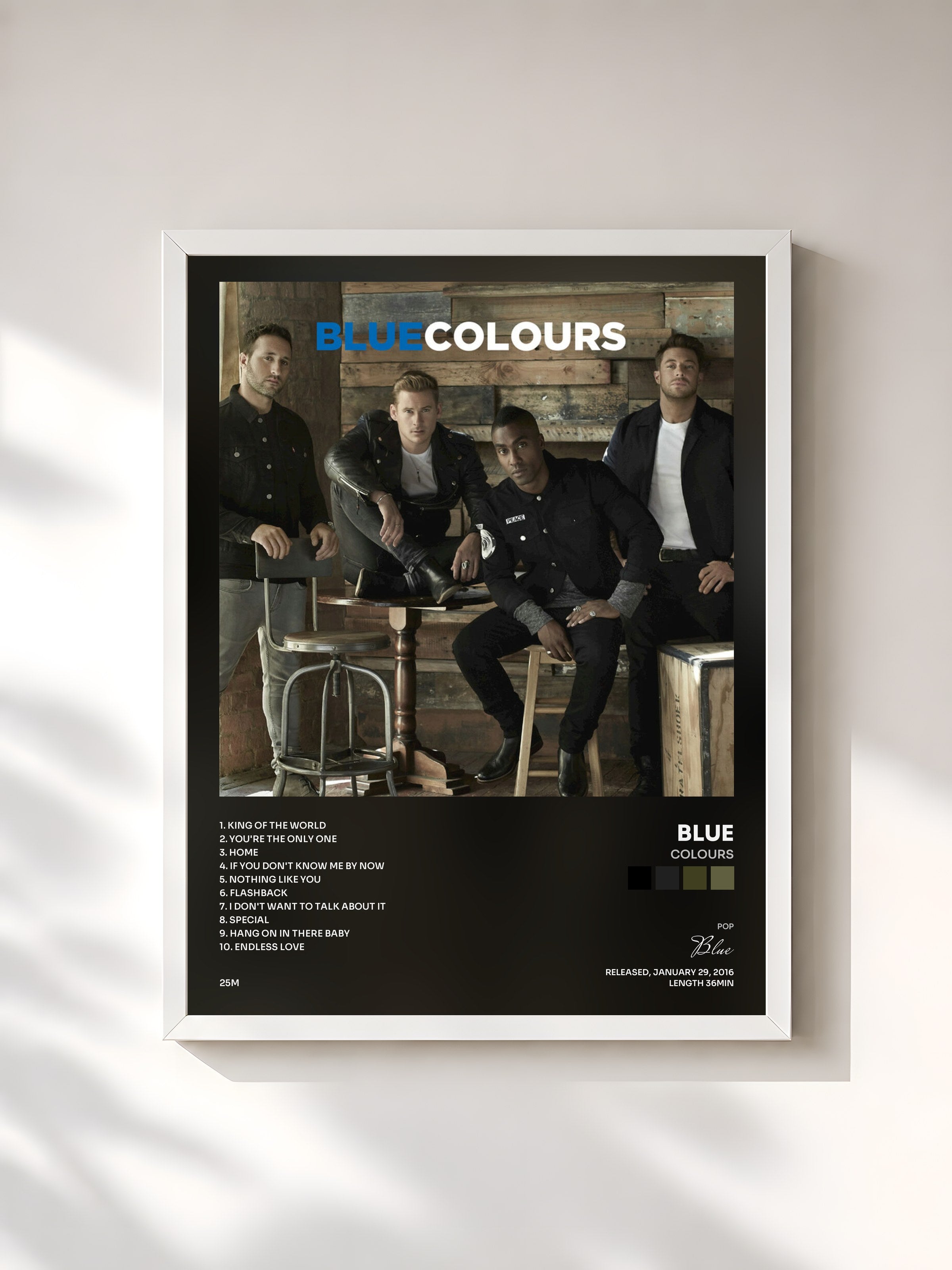 #blanc Tableau de l'album Colours de Blue, cadre blanc, imprimé et encadré en France