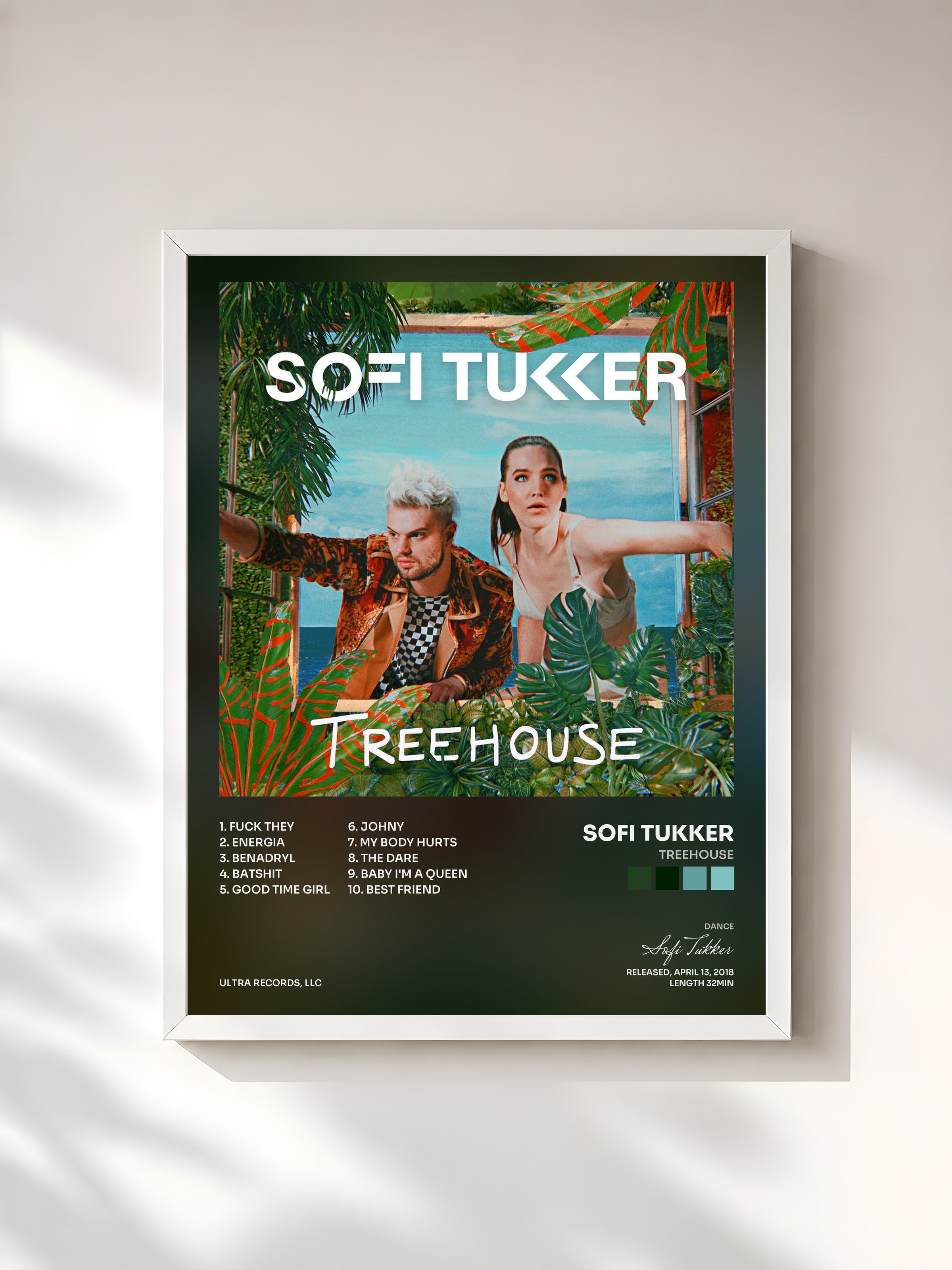 #blanc Tableau de l'album Treehouse de Sofi Tukker, cadre blanc, imprimé et encadré en France