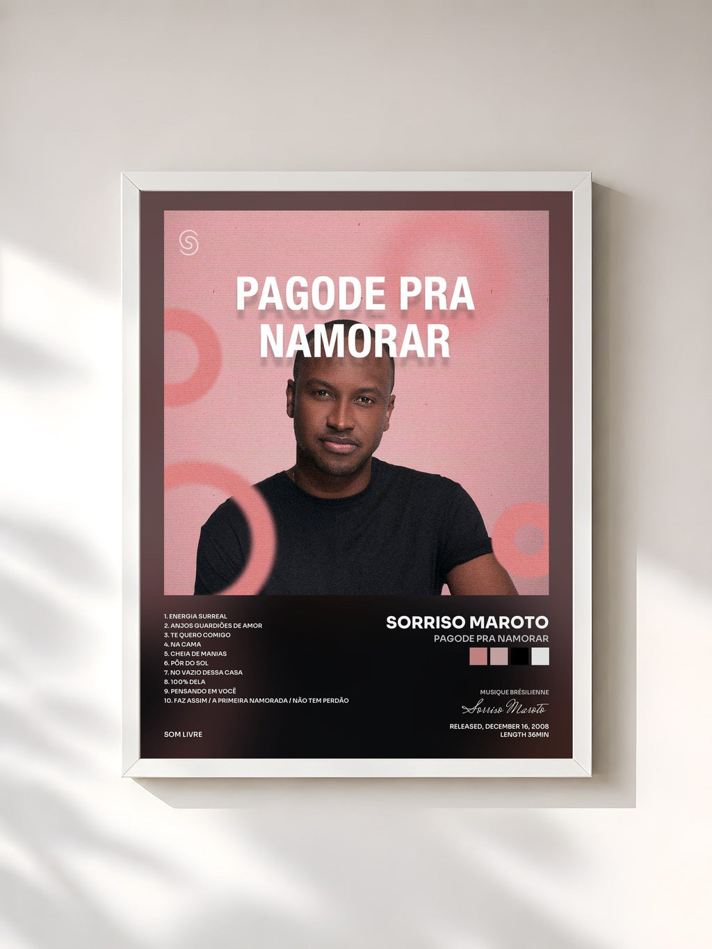 #blanc Tableau de l'album Pagode Pra Namorar de Sorriso Maroto, cadre blanc, imprimé et encadré en France