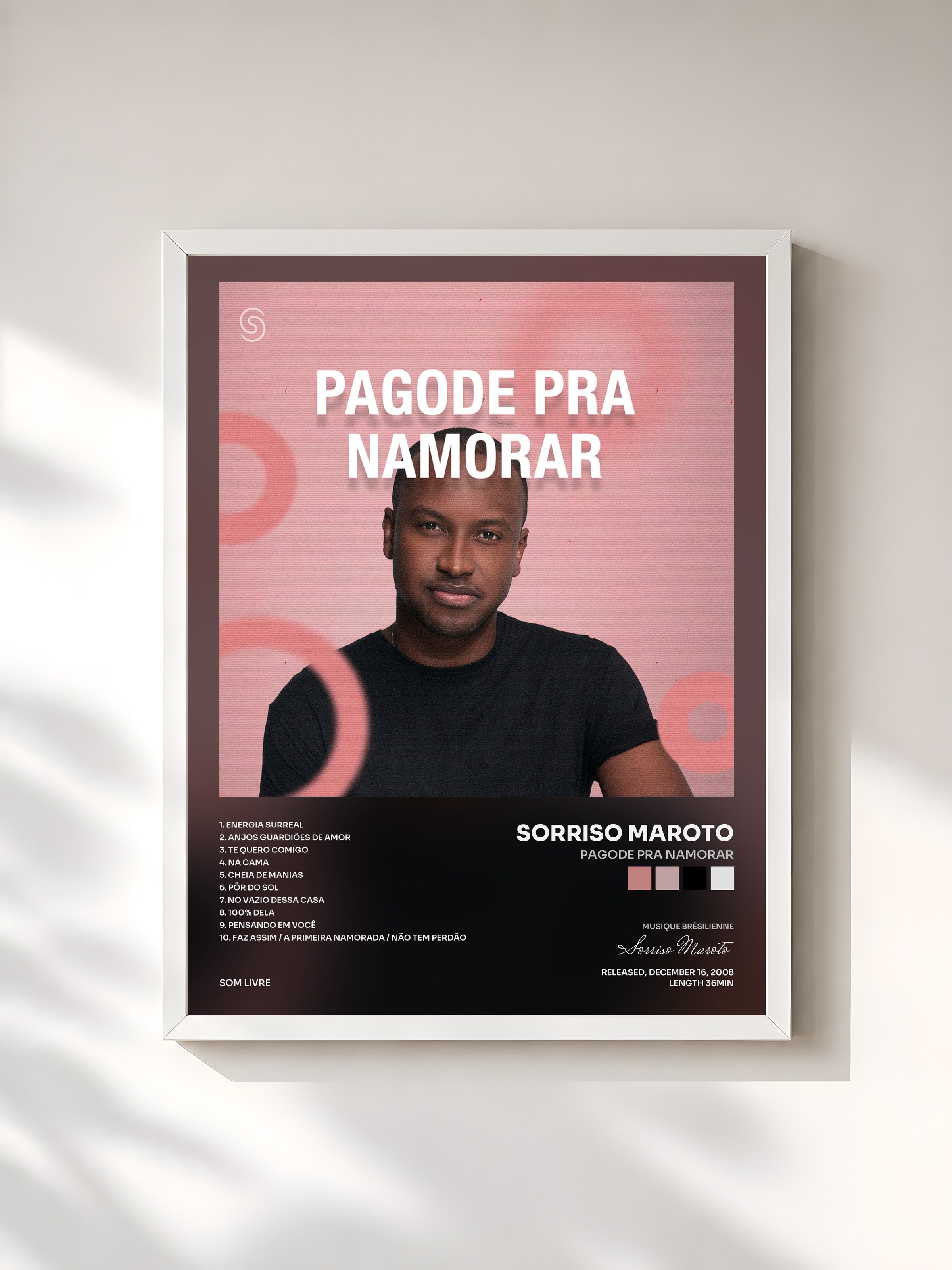#blanc Tableau de l'album Pagode Pra Namorar de Sorriso Maroto, cadre blanc, imprimé et encadré en France