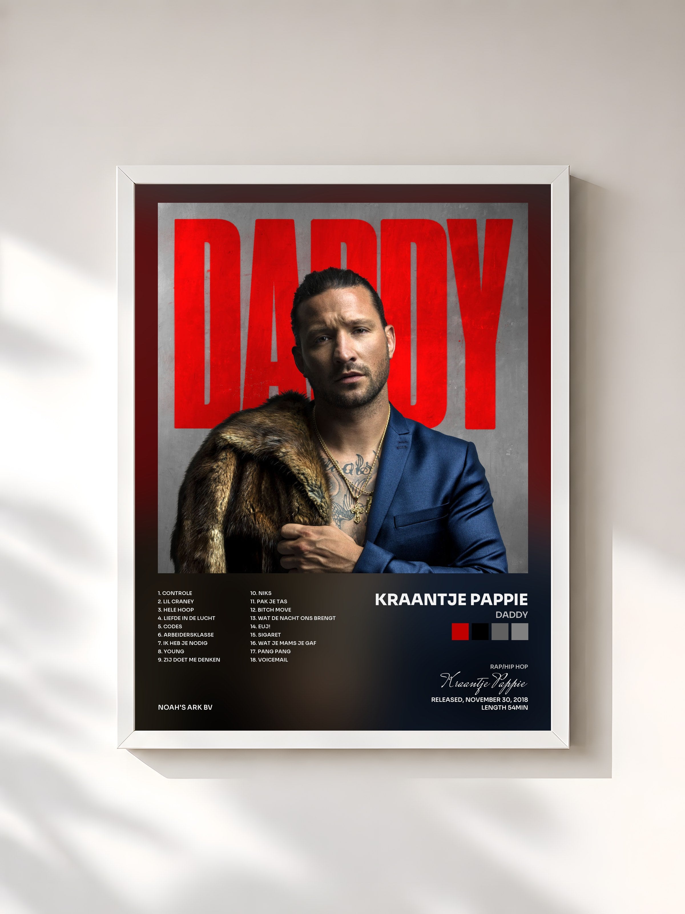 #blanc Tableau de l'album DADDY de Kraantje Pappie, cadre blanc, imprimé et encadré en France