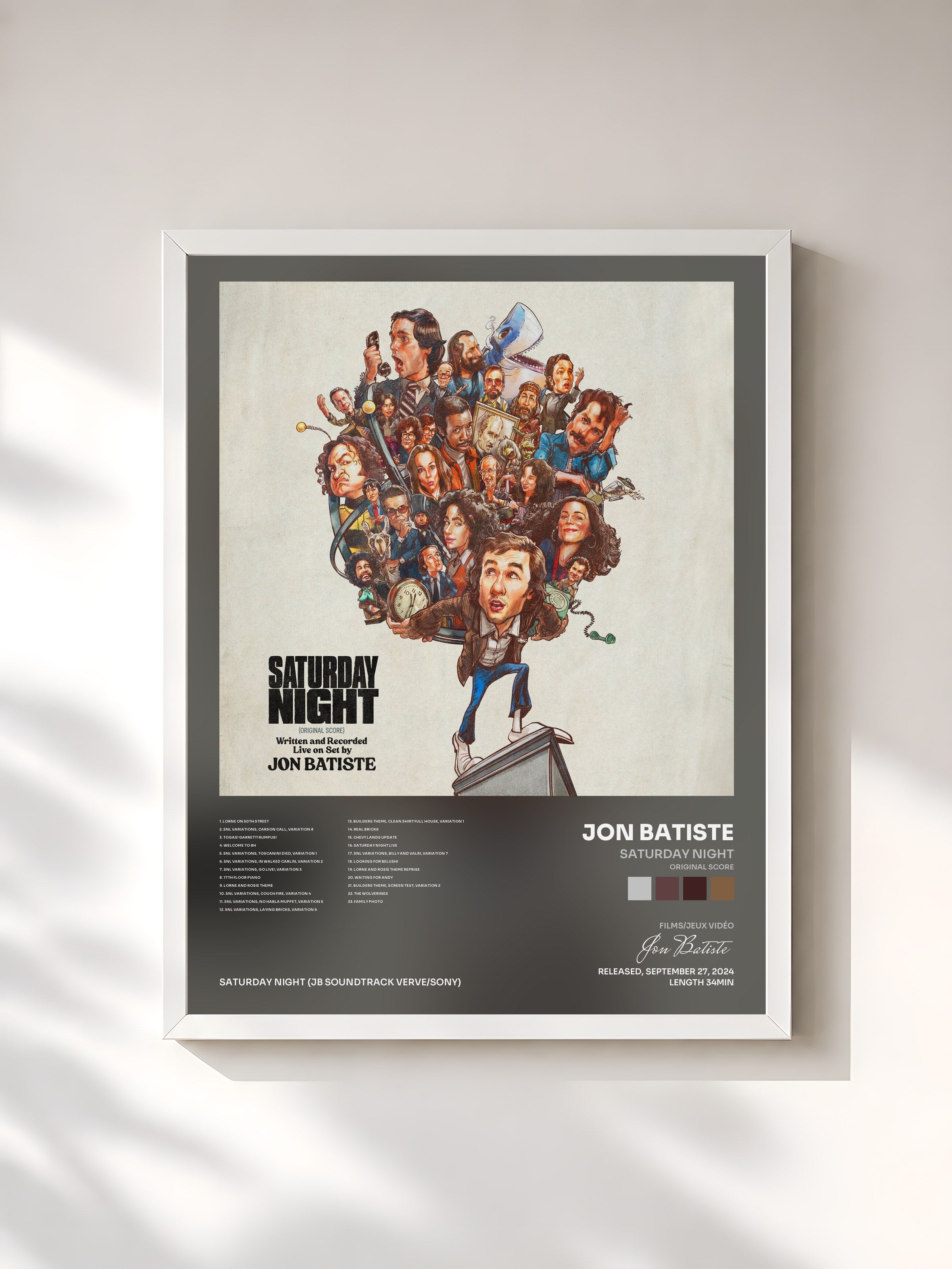 #blanc Tableau de l'album Saturday Night (Original Score) de Jon Batiste, cadre blanc, imprimé et encadré en France