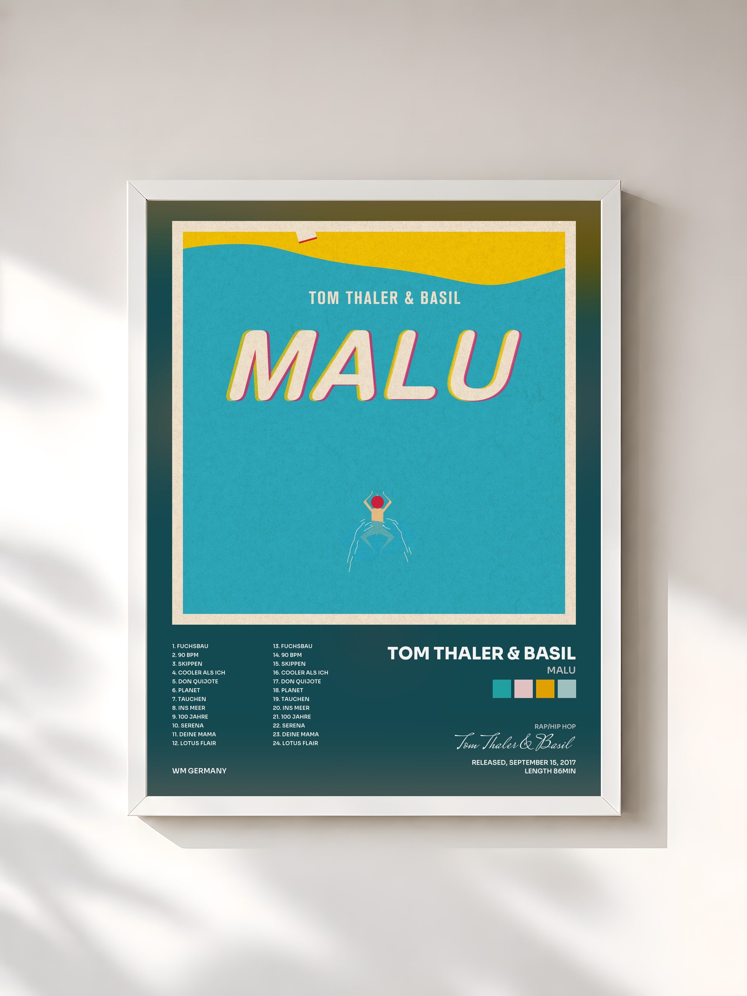 #blanc Tableau de l'album Malu de Tom Thaler & Basil, cadre blanc, imprimé et encadré en France