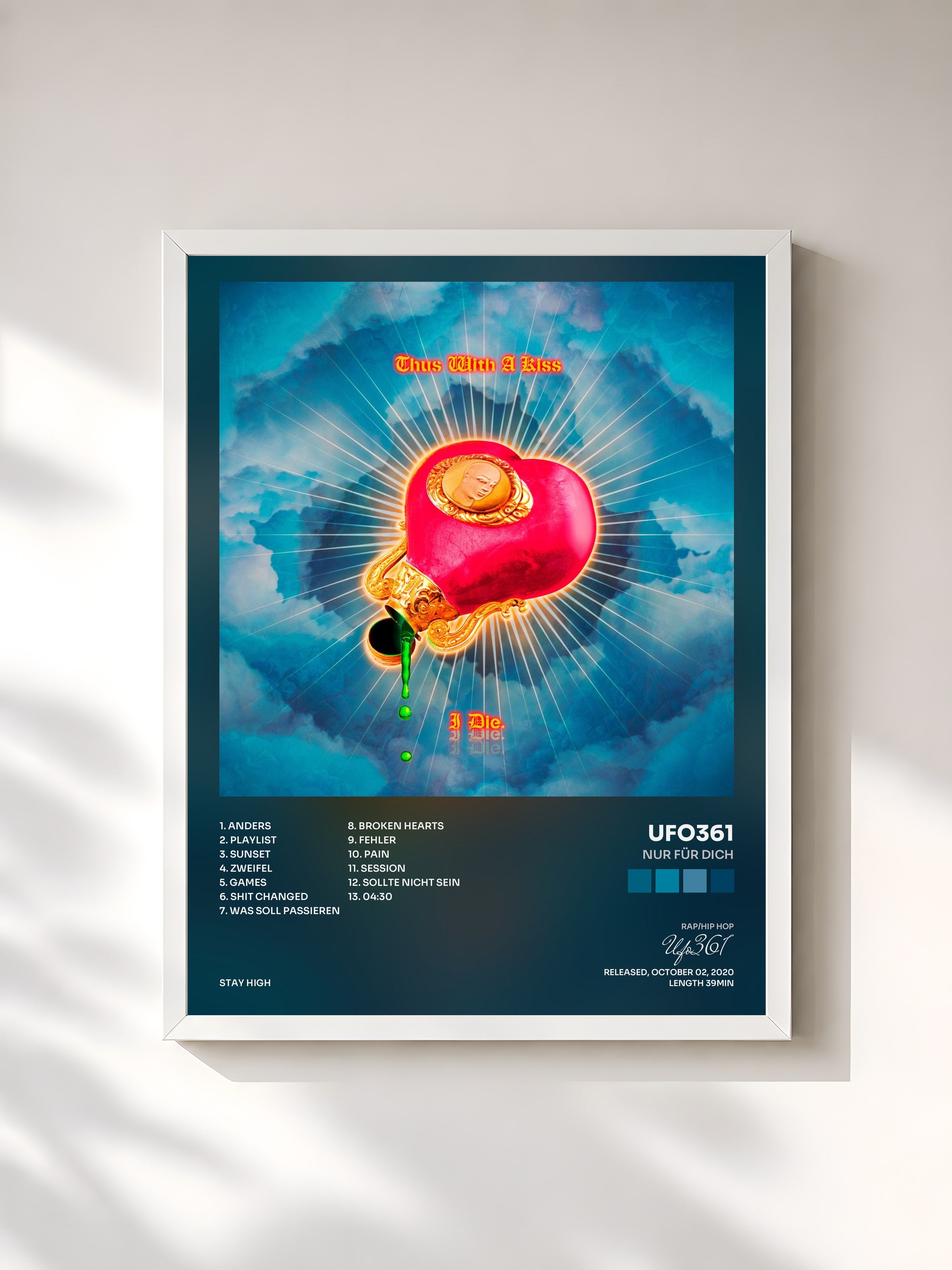 #blanc Tableau de l'album Nur für dich de Ufo361, cadre blanc, imprimé et encadré en France