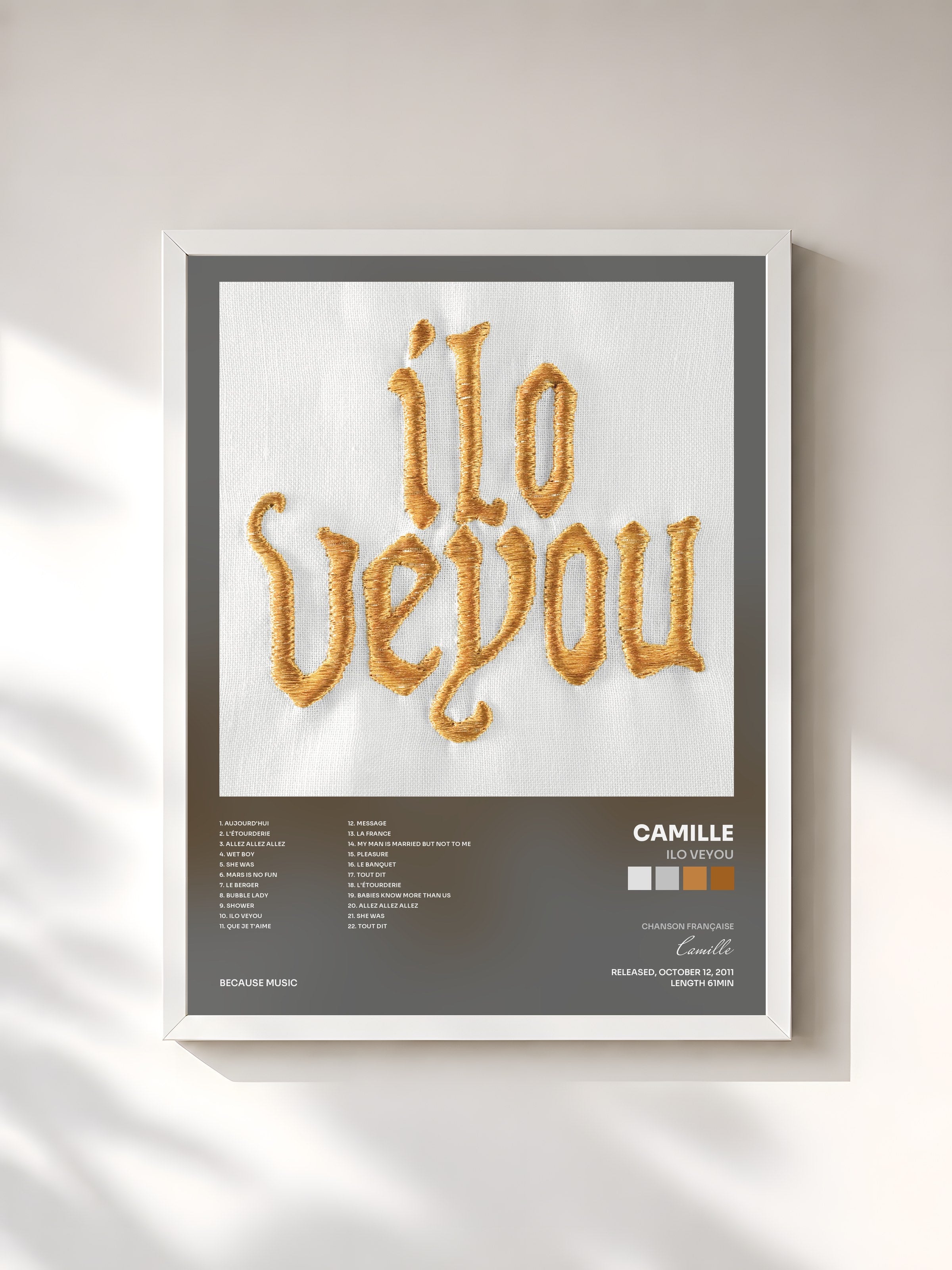 #blanc Tableau de l'album Ilo Veyou de Camille, cadre blanc, imprimé et encadré en France