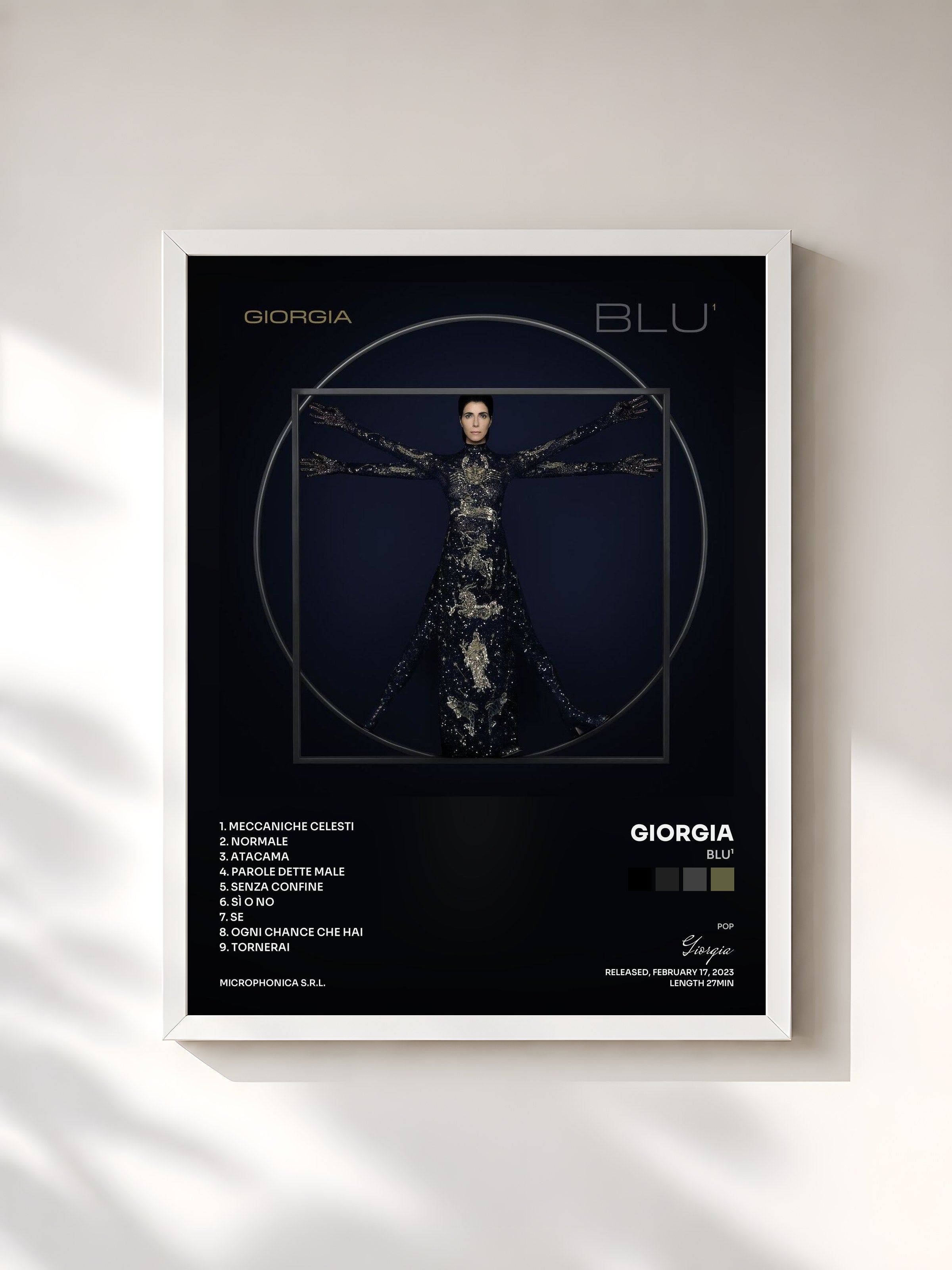 #blanc Tableau de l'album BLU¹ de Giorgia, cadre blanc, imprimé et encadré en France