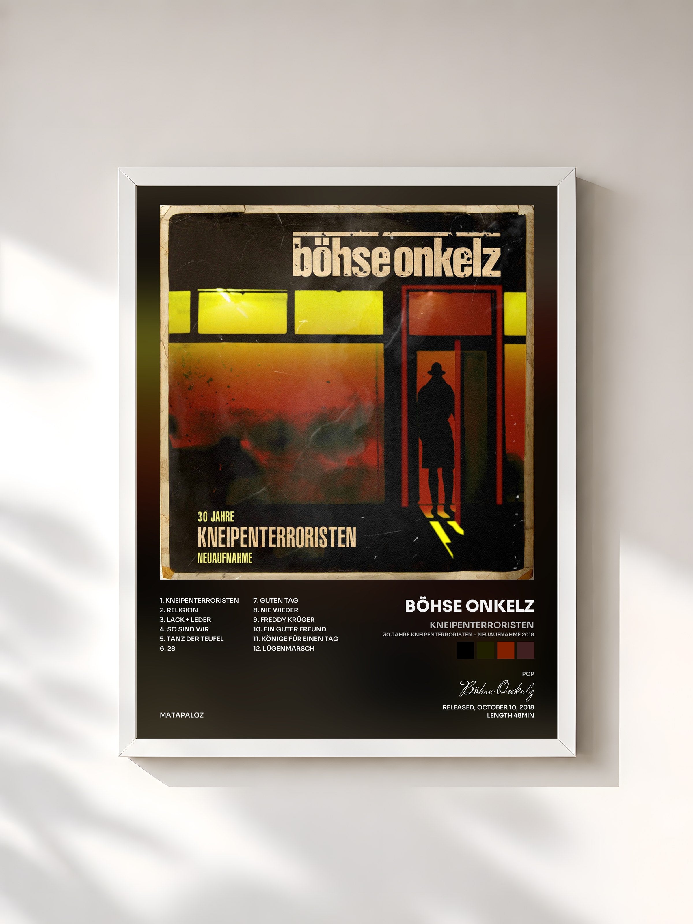 #blanc Tableau de l'album Kneipenterroristen (30 Jahre Kneipenterroristen - Neuaufnahme 2018) de Böhse Onkelz, cadre blanc, imprimé et encadré en France
