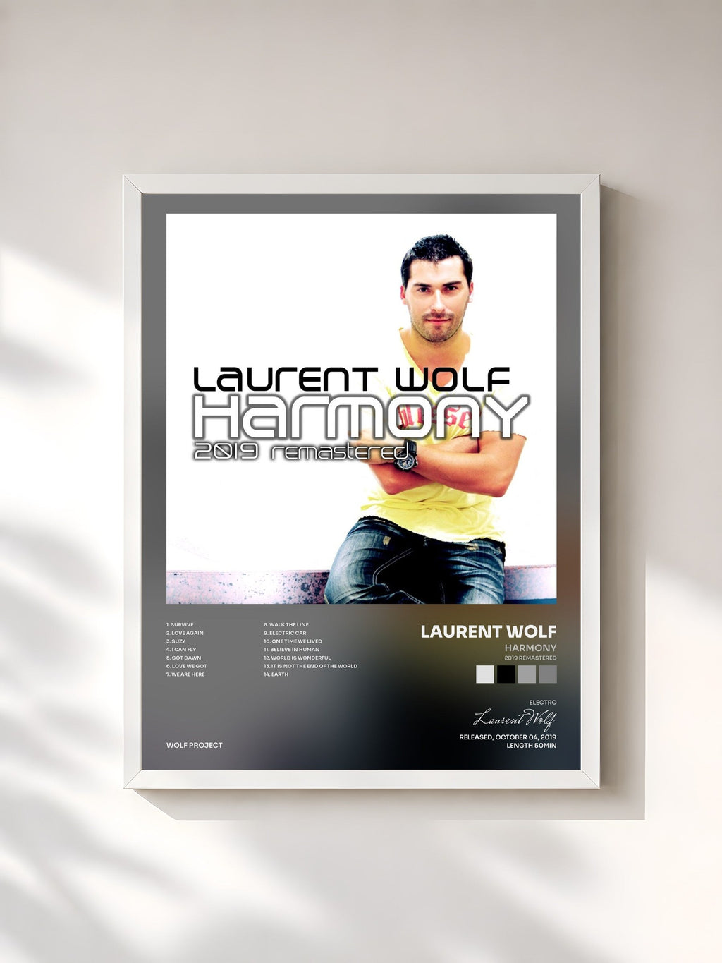 #blanc Harmony (2019 Remastered) de Laurent Wolf en lámina enmarcada, marco blanco, impresa y enmarcada en Francia