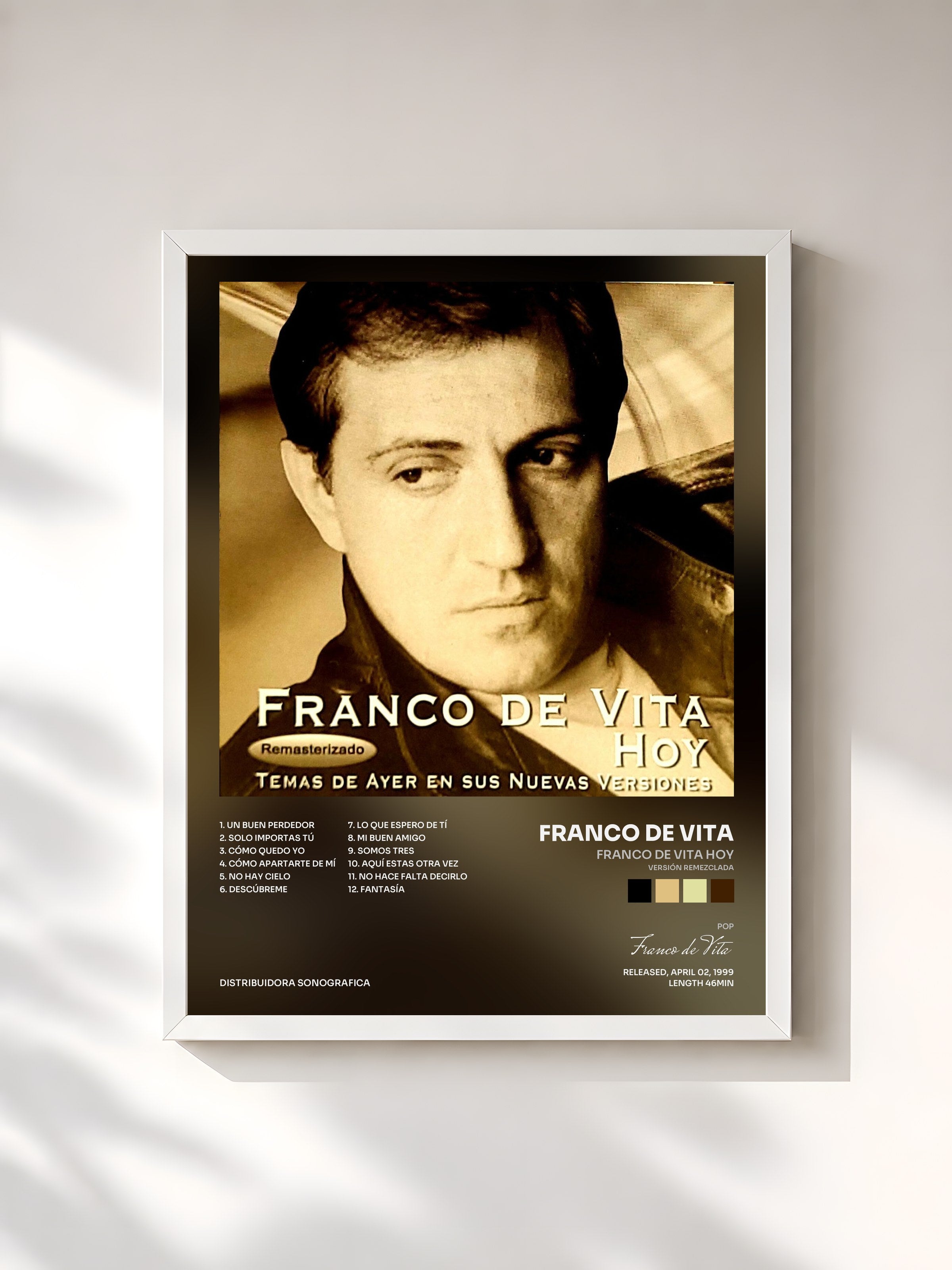 #blanc Tableau de l'album Franco de Vita Hoy (Versión Remezclada) de Franco de Vita, cadre blanc, imprimé et encadré en France
