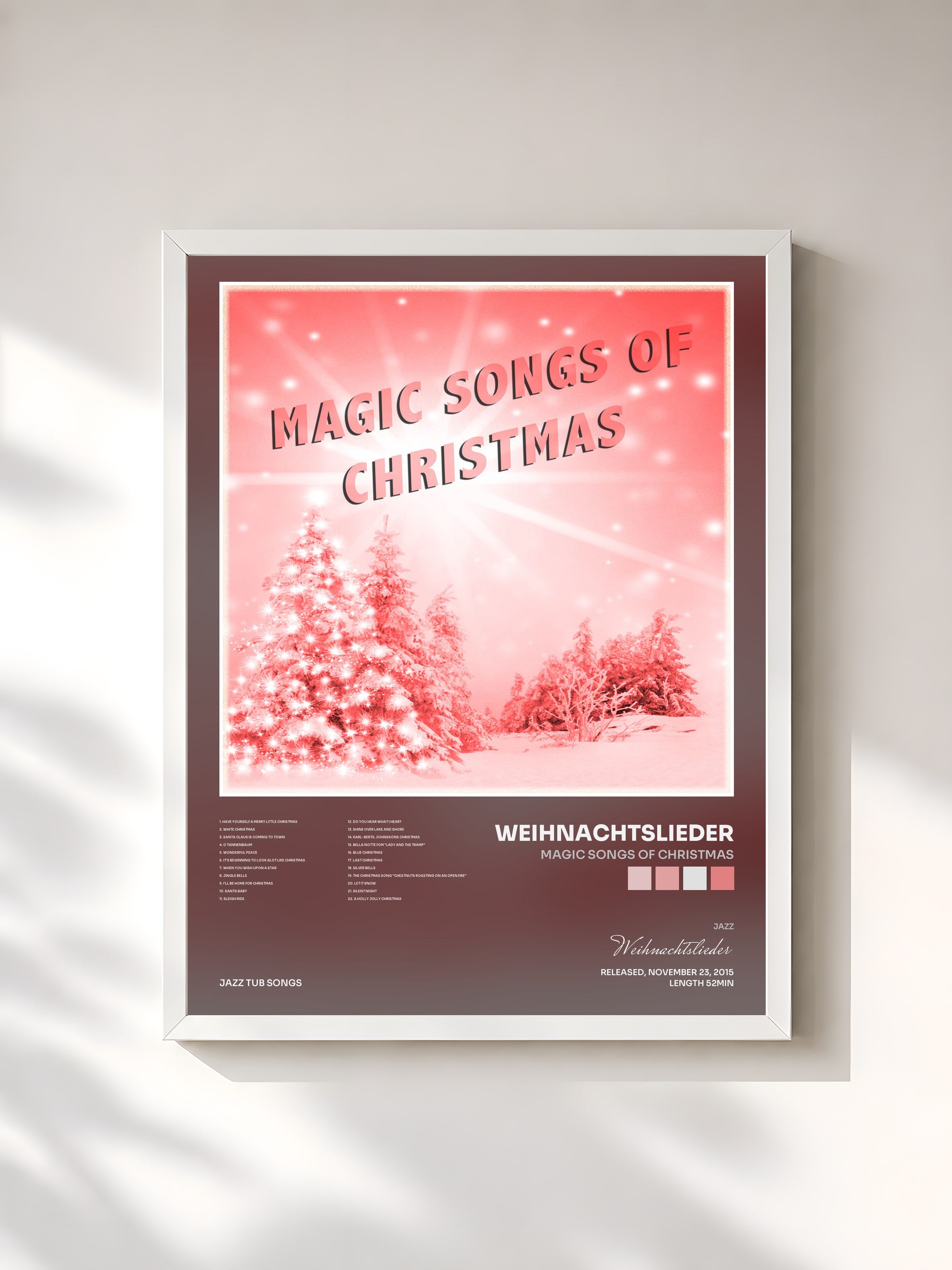 #blanc Tableau de l'album Magic Songs of Christmas de Weihnachtslieder, cadre blanc, imprimé et encadré en France