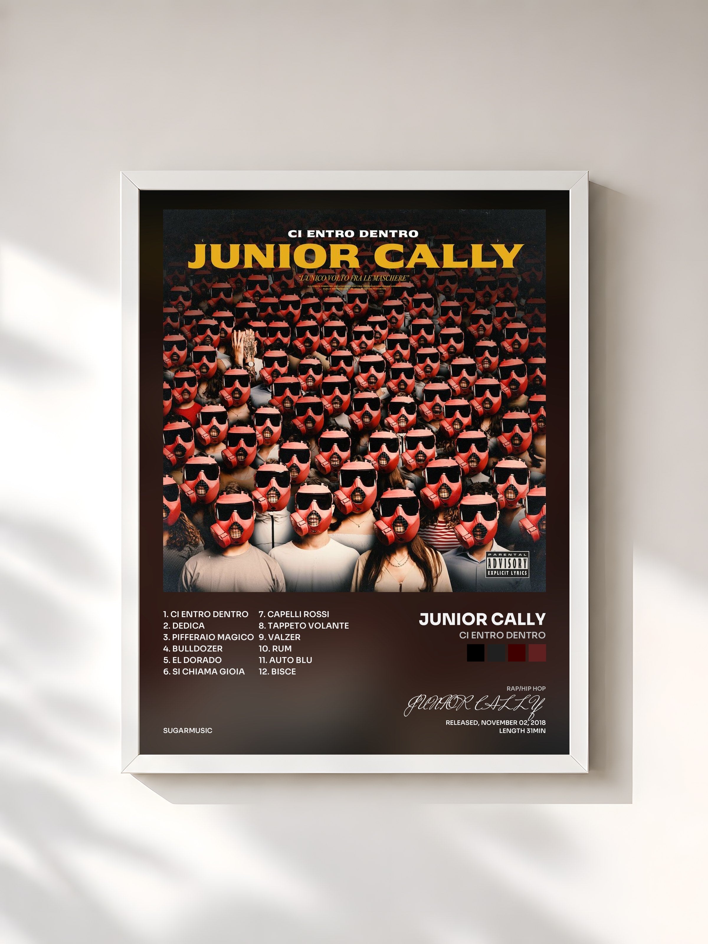 #blanc Tableau de l'album Ci entro dentro de JUNIOR CALLY, cadre blanc, imprimé et encadré en France