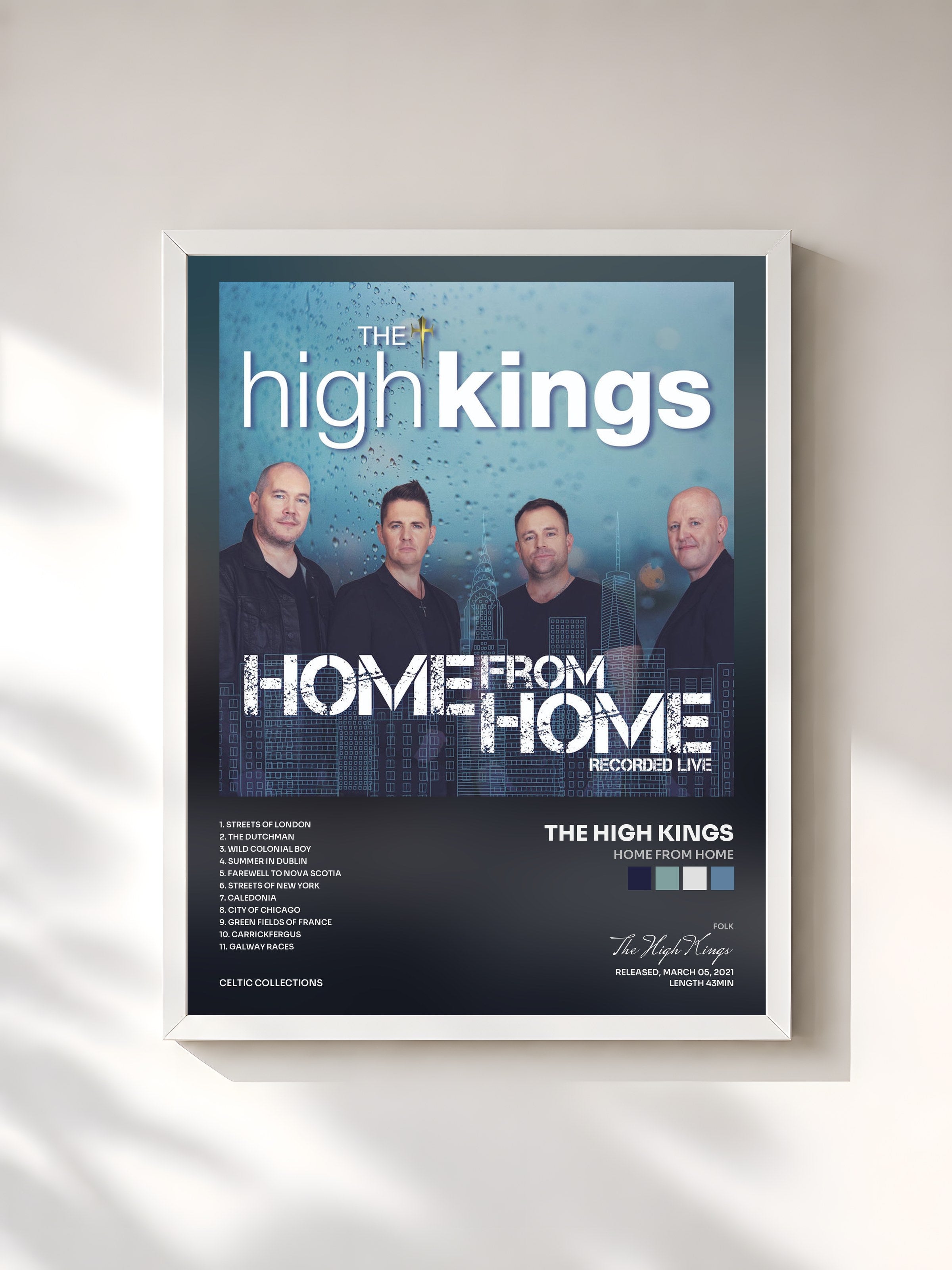 #blanc Tableau de l'album Home from Home de The High Kings, cadre blanc, imprimé et encadré en France