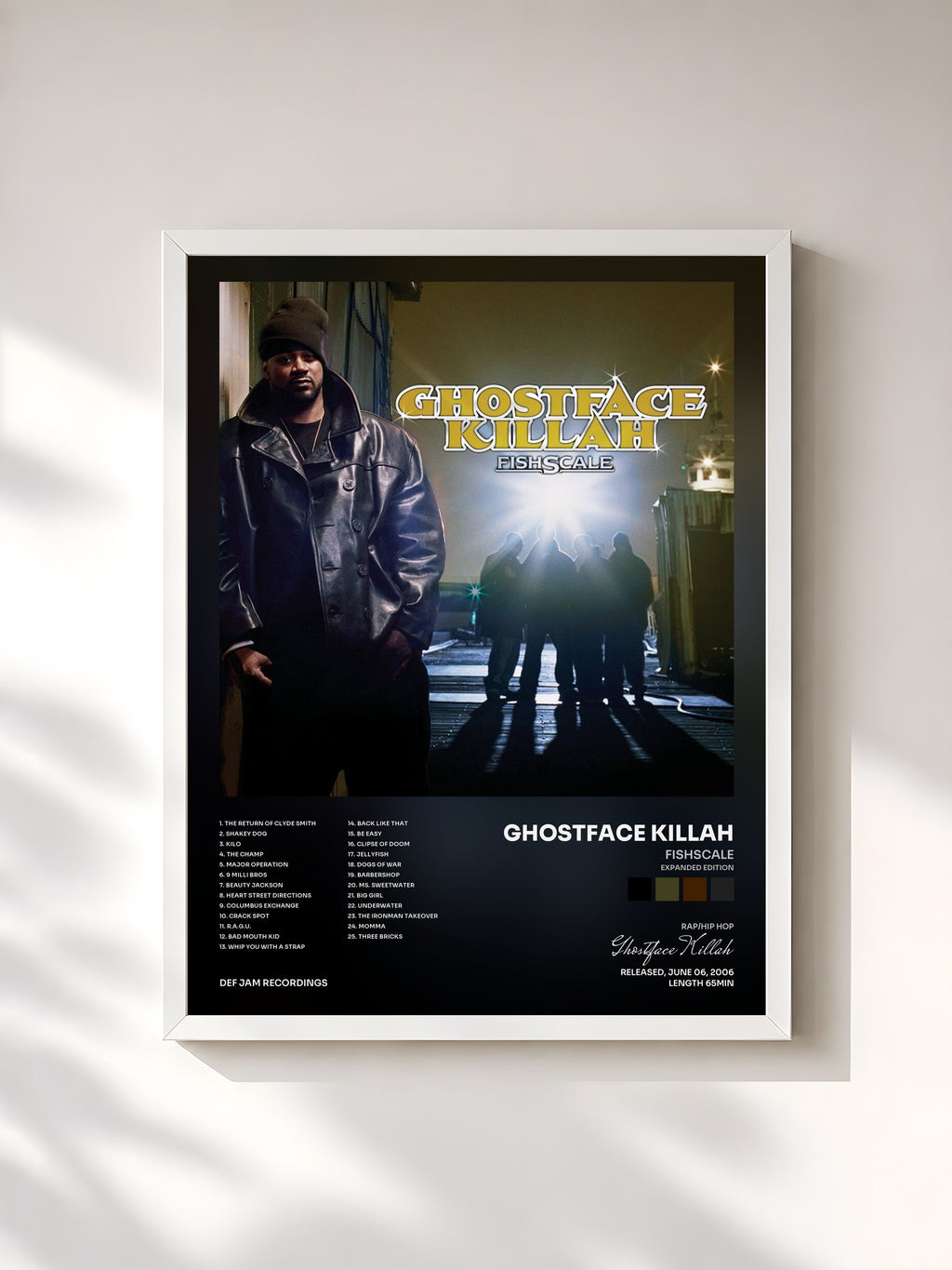 #blanc Tableau de l'album Fishscale (Expanded Edition) de Ghostface Killah, cadre blanc, imprimé et encadré en France