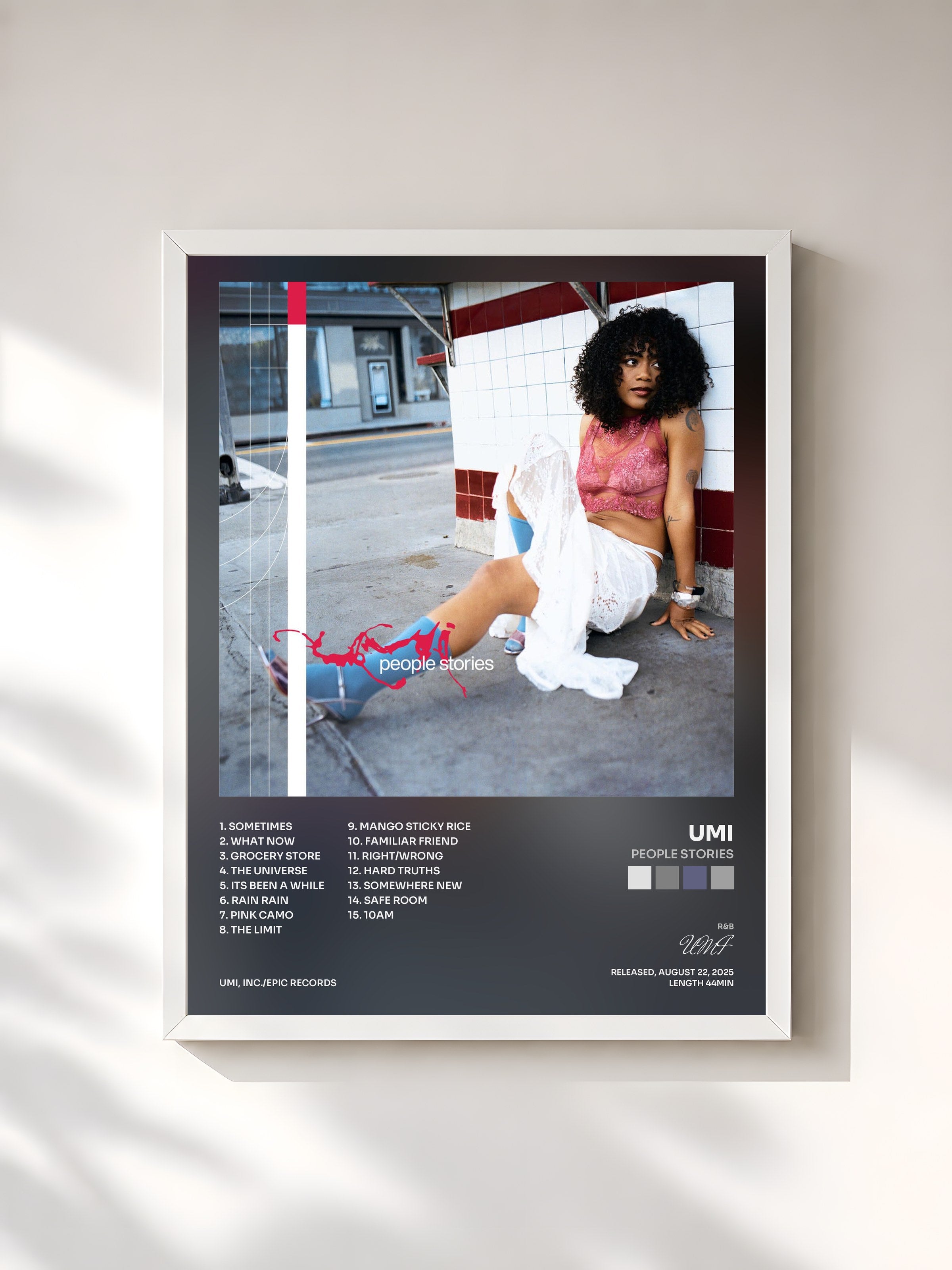 #blanc Tableau de l'album people stories de UMI, cadre blanc, imprimé et encadré en France
