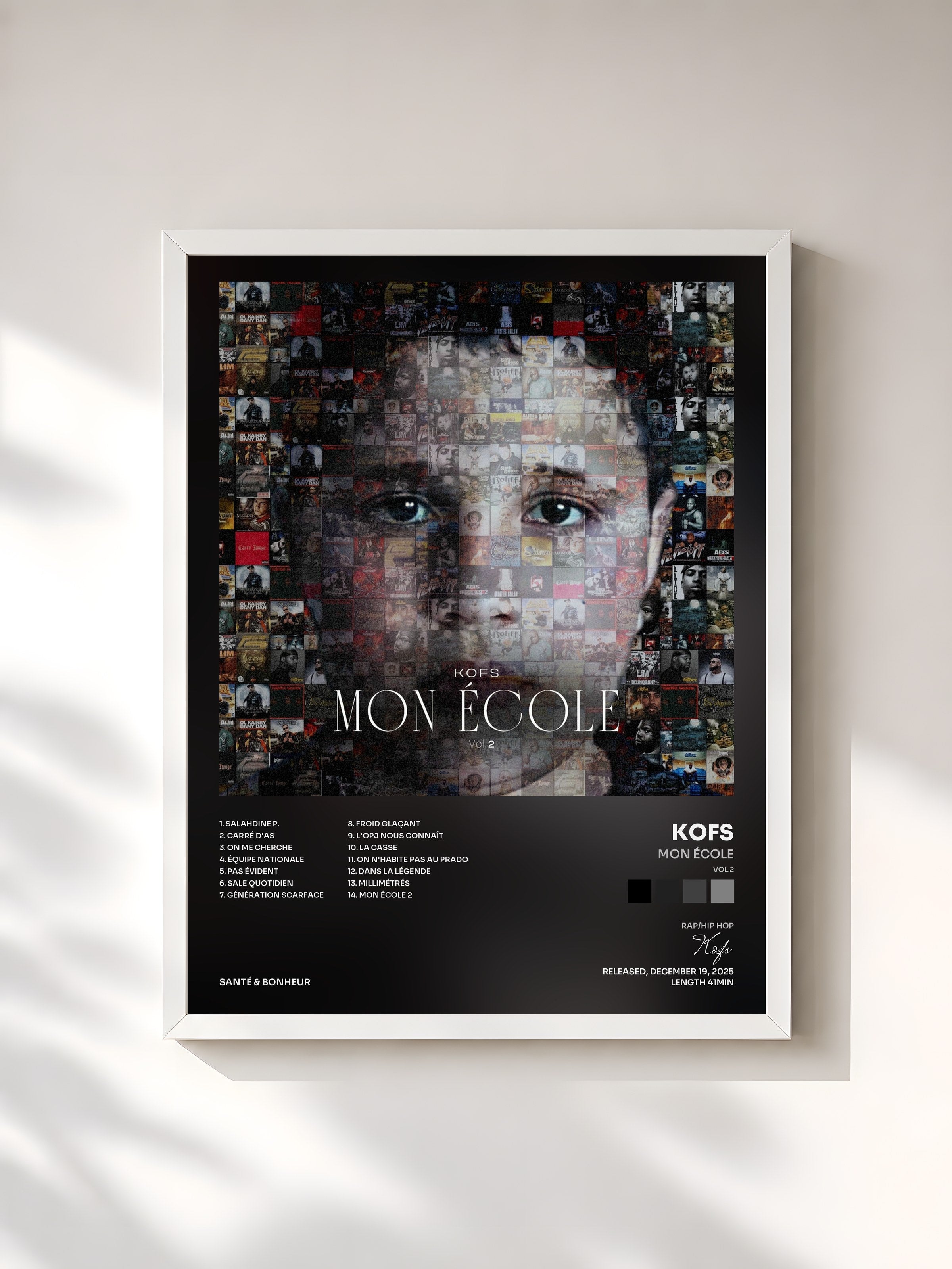 #blanc Tableau de l'album Mon école (Vol.2) de Kofs, cadre blanc, imprimé et encadré en France