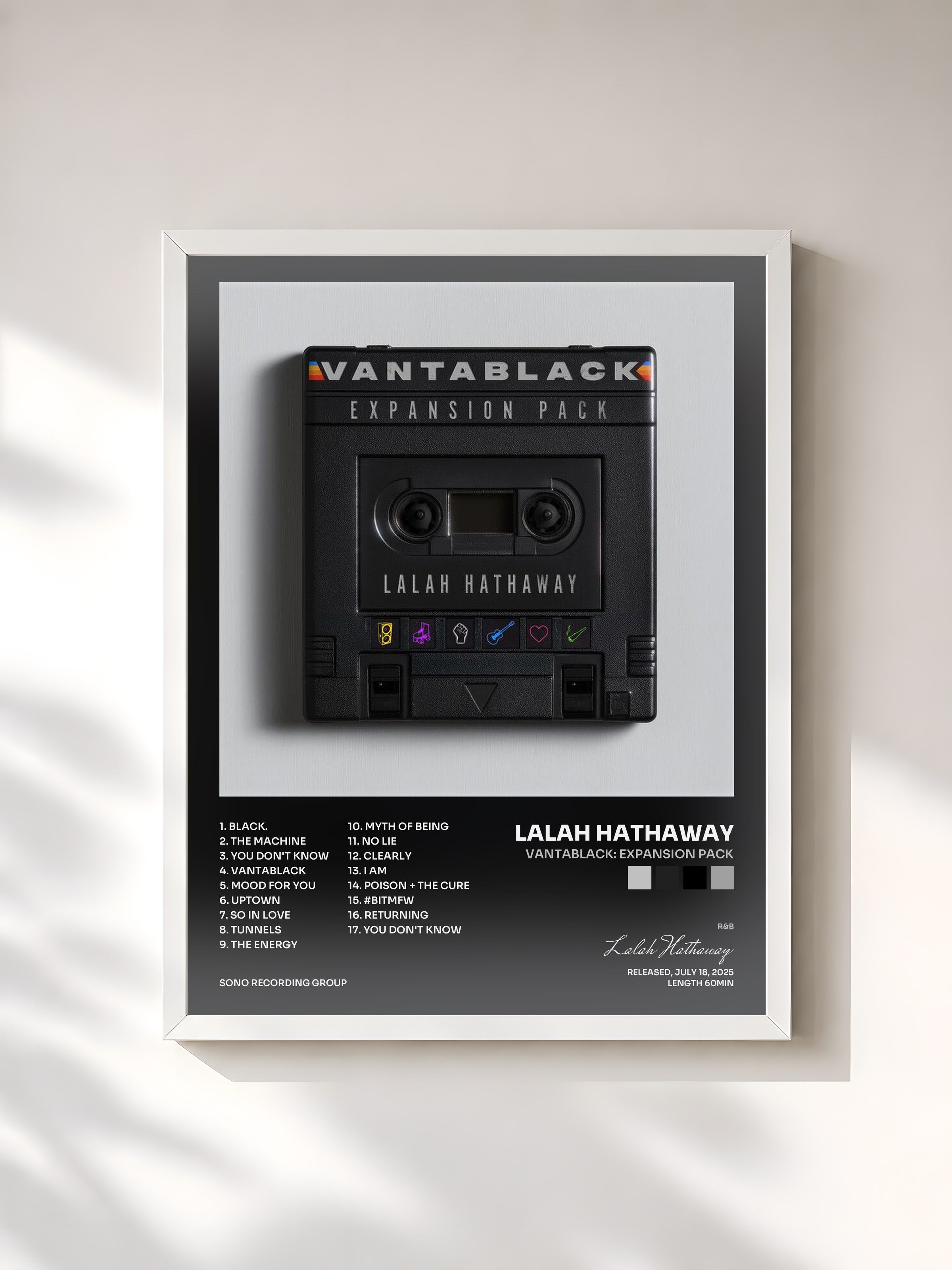 #blanc Tableau de l'album VANTABLACK: EXPANSION PACK de Lalah Hathaway, cadre blanc, imprimé et encadré en France
