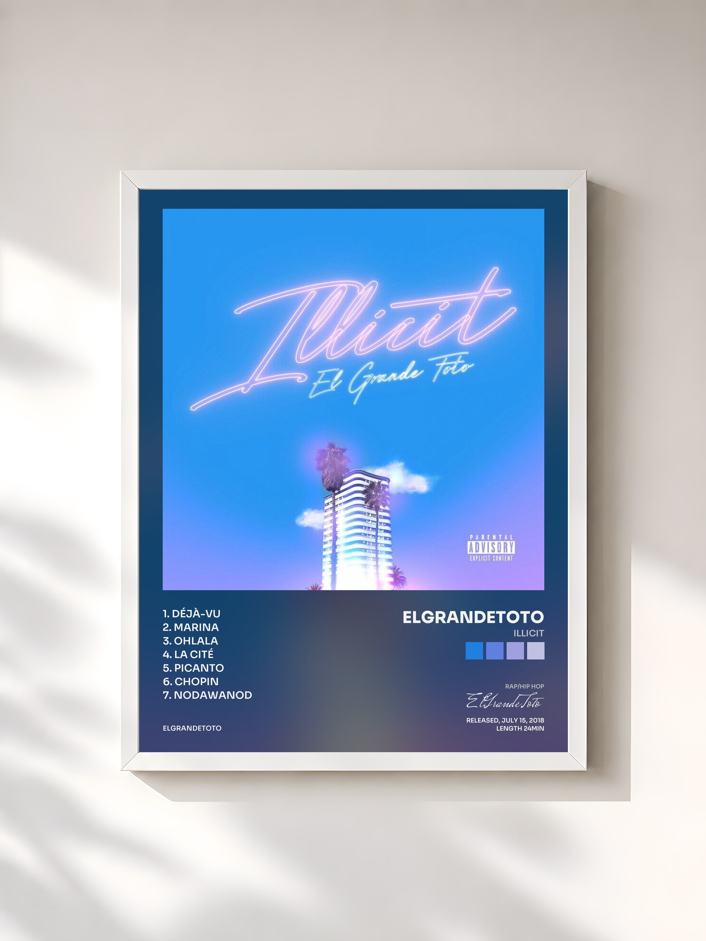 #blanc Tableau de l'album Illicit de ElGrandeToto, cadre blanc, imprimé et encadré en France