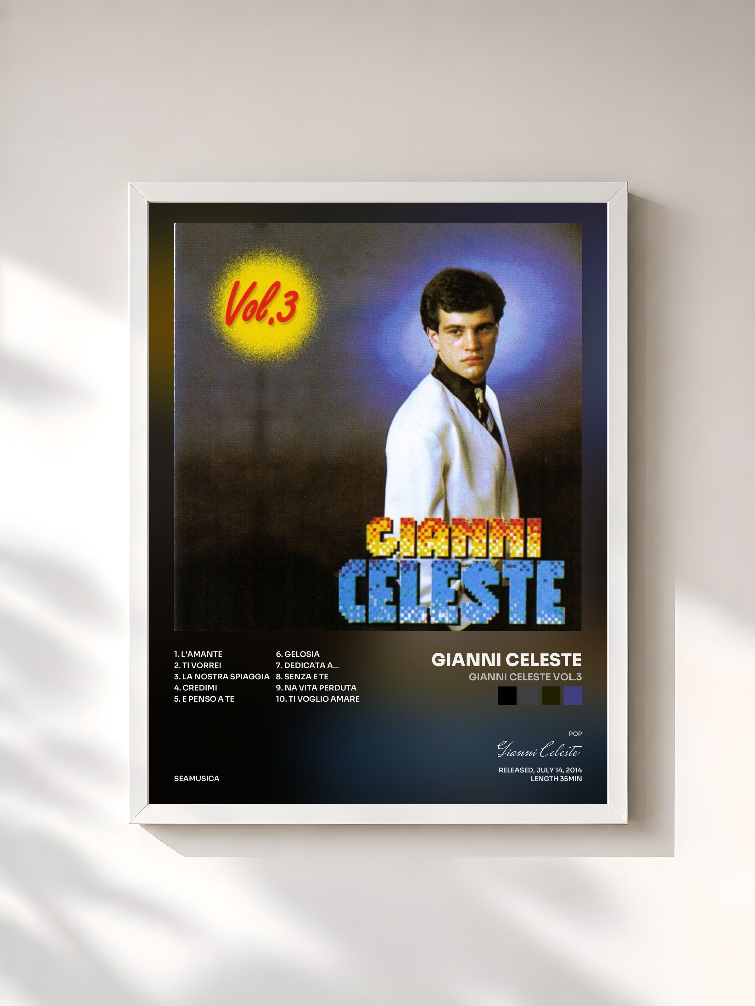 #blanc Tableau de l'album Gianni Celeste vol.3 de Gianni Celeste, cadre blanc, imprimé et encadré en France