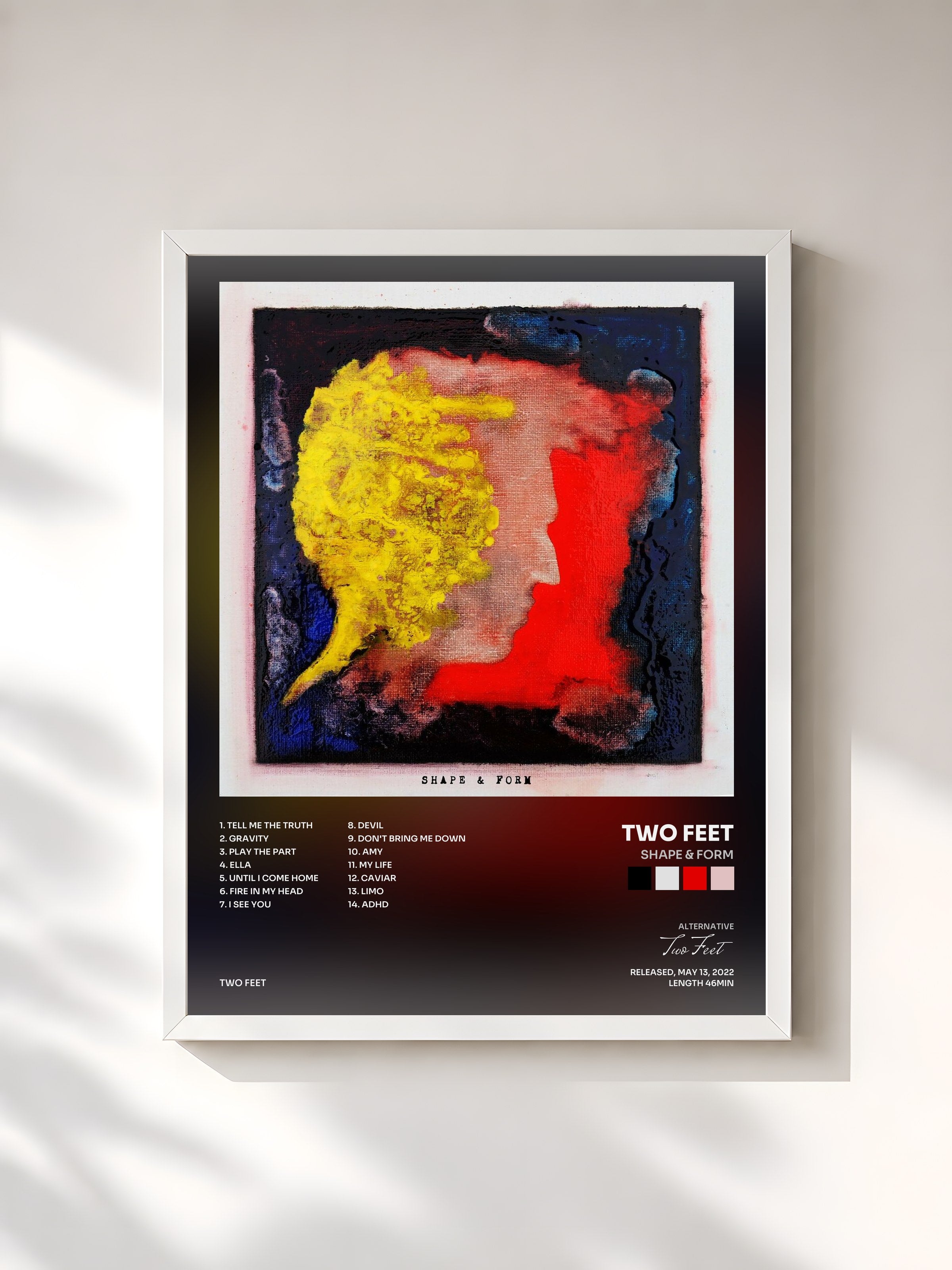#blanc Tableau de l'album Shape & Form de Two Feet, cadre blanc, imprimé et encadré en France