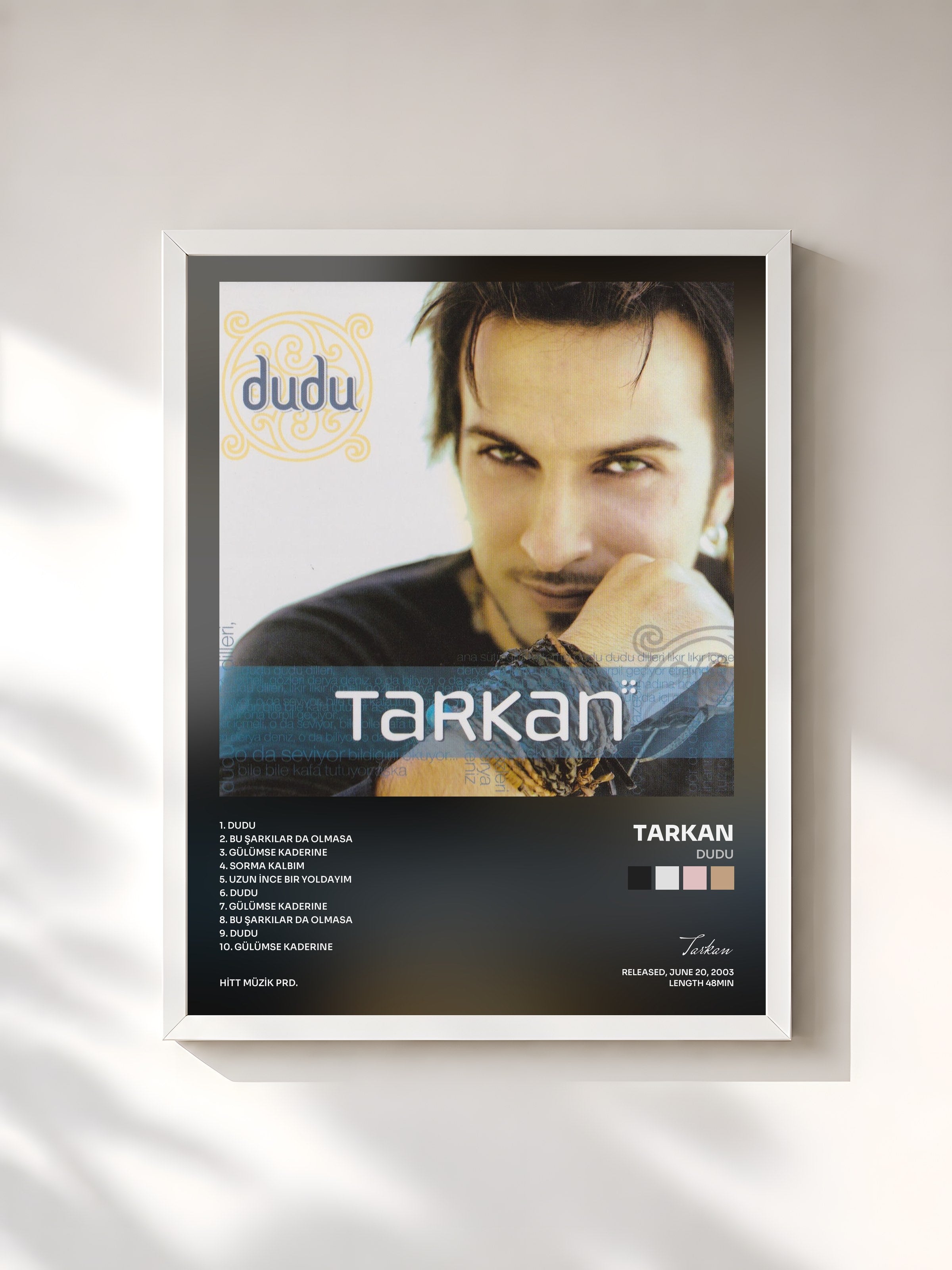 #blanc Tableau de l'album Dudu de Tarkan, cadre blanc, imprimé et encadré en France