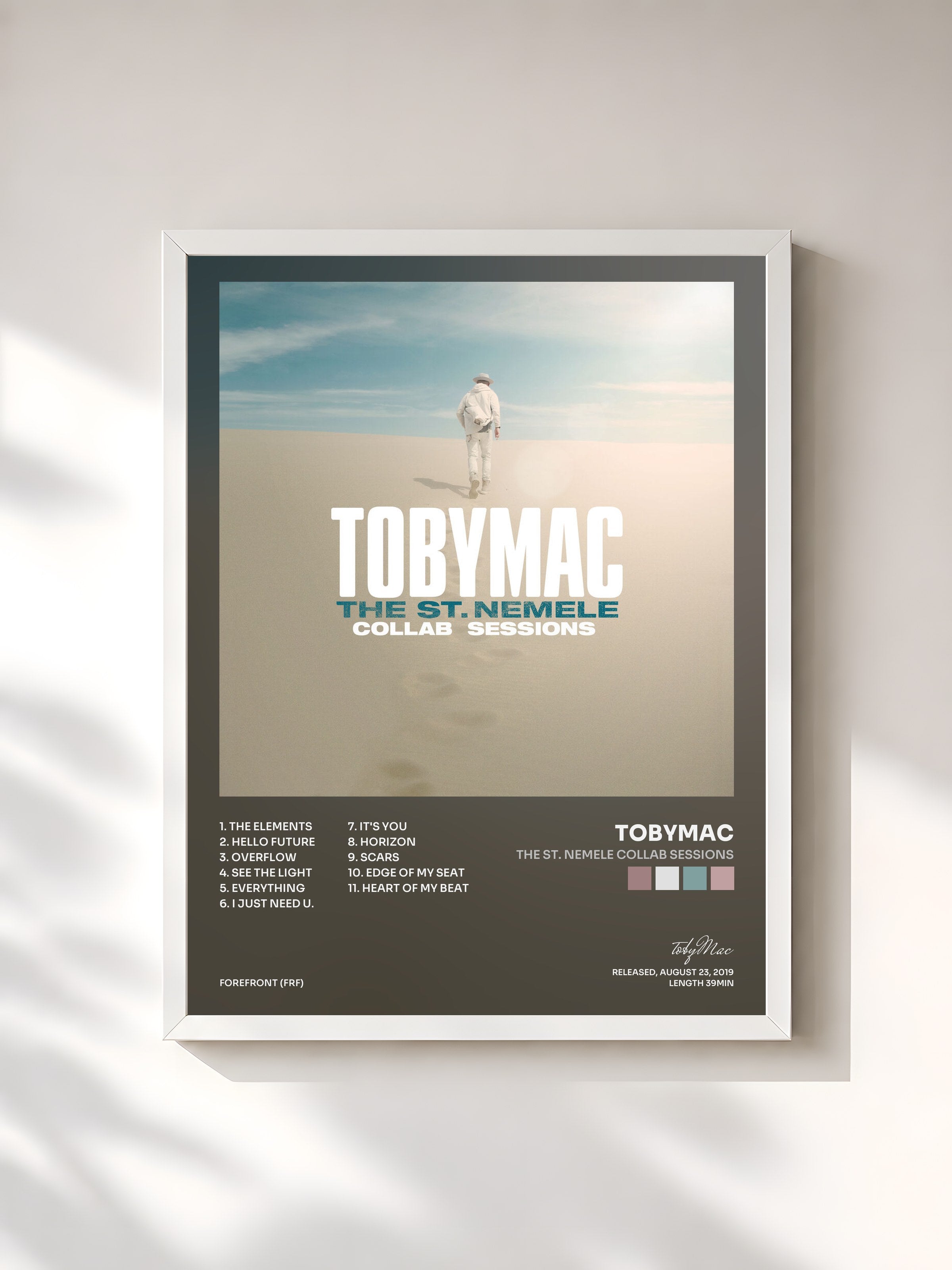 #blanc Tableau de l'album The St. Nemele Collab Sessions de tobyMac, cadre blanc, imprimé et encadré en France