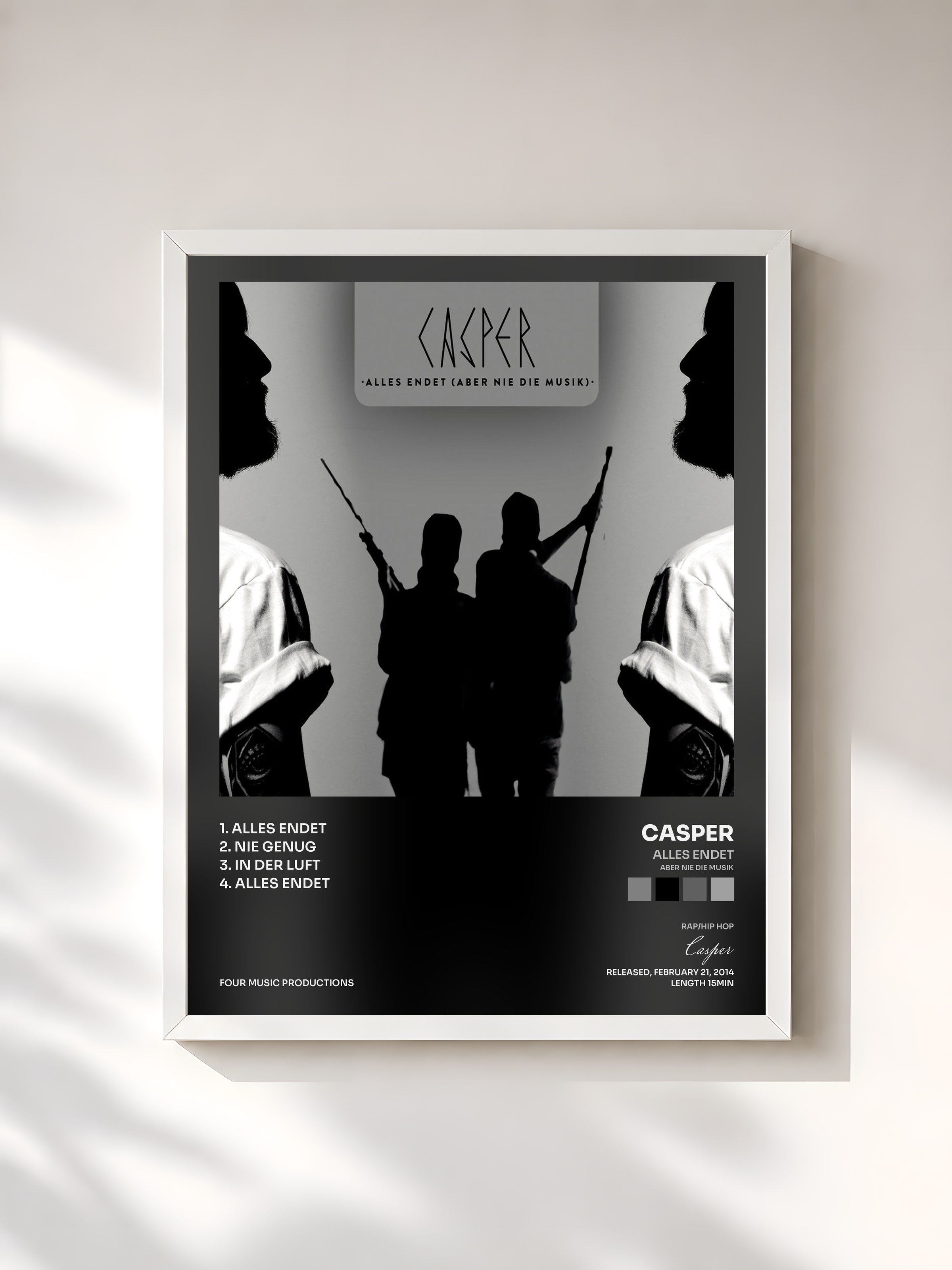 #blanc Tableau de l'album Alles endet (aber nie die Musik) de Casper, cadre blanc, imprimé et encadré en France