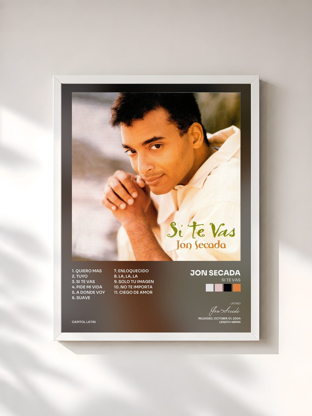 #blanc Si Te Vas von Jon Secada als gerahmter Kunstdruck, weißer Rahmen, gedruckt und gerahmt in Frankreich
