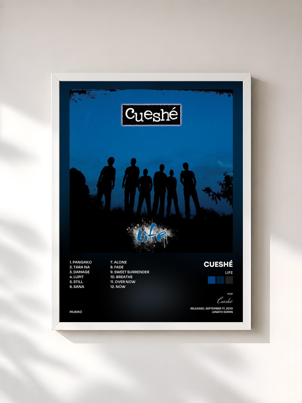#blanc Tableau de l'album Life de Cueshé, cadre blanc, imprimé et encadré en France