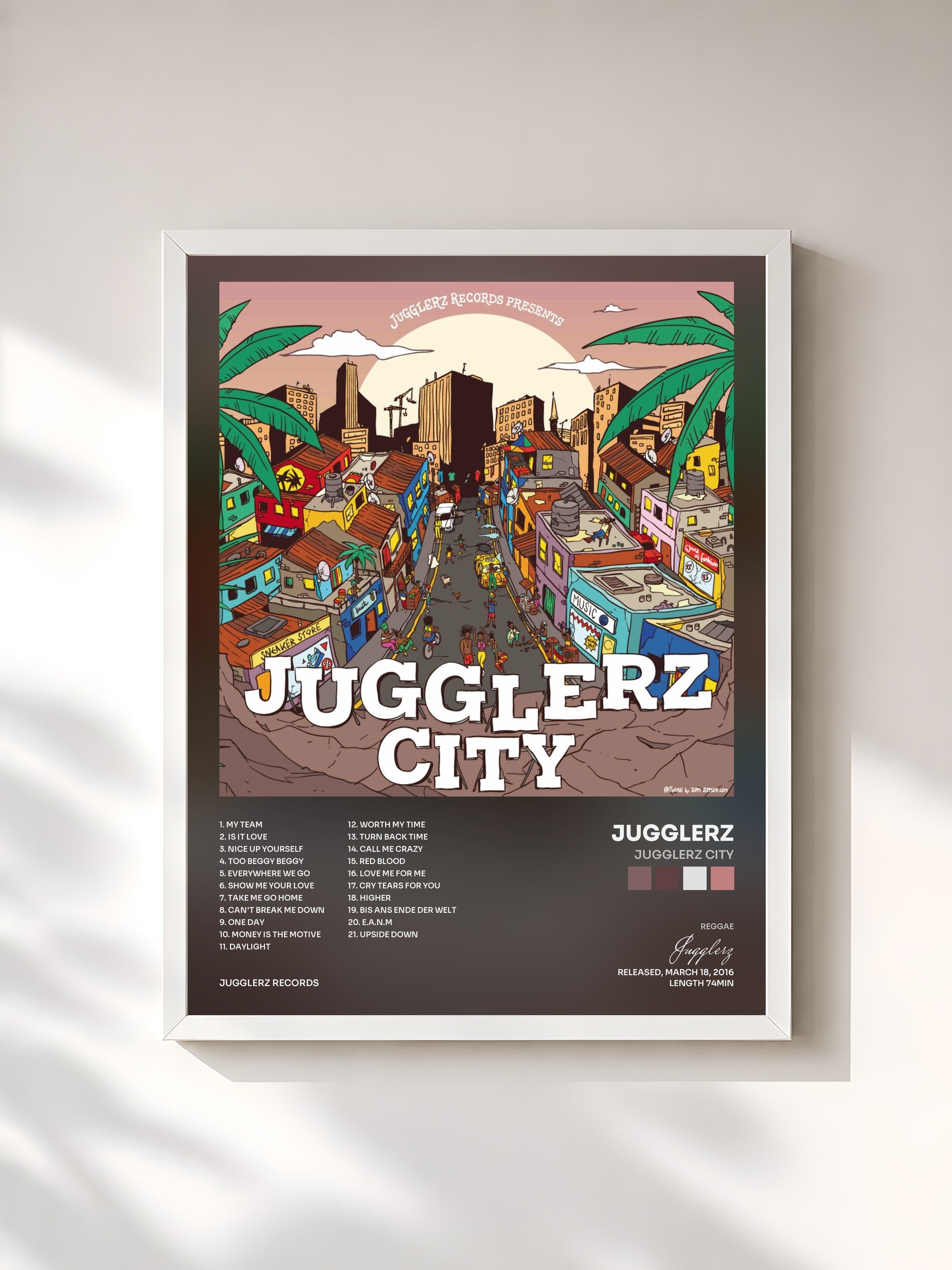 #blanc Tableau de l'album Jugglerz City de Jugglerz, cadre blanc, imprimé et encadré en France