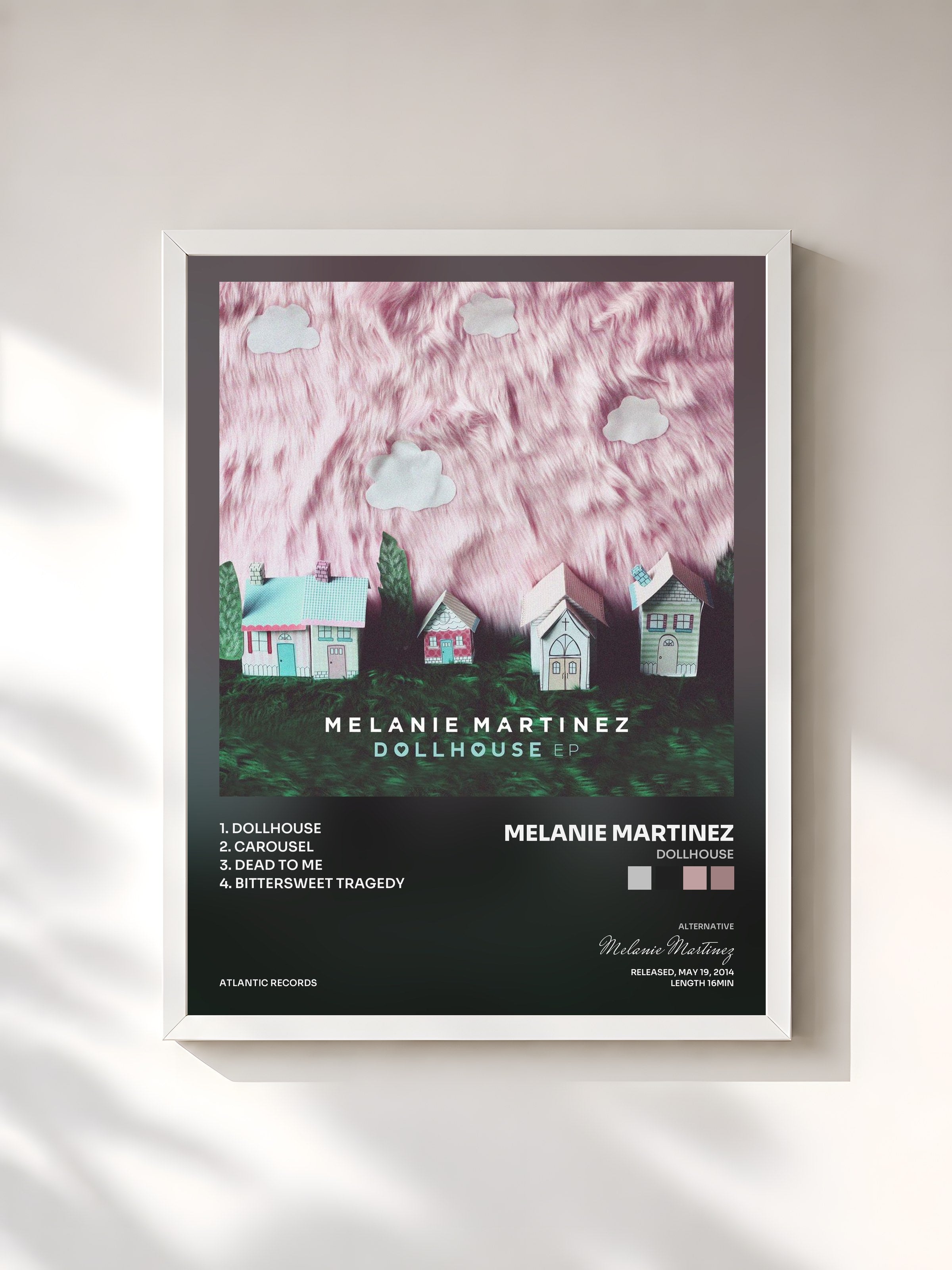 #blanc Tableau de l'album Dollhouse de Melanie Martinez, cadre blanc, imprimé et encadré en France
