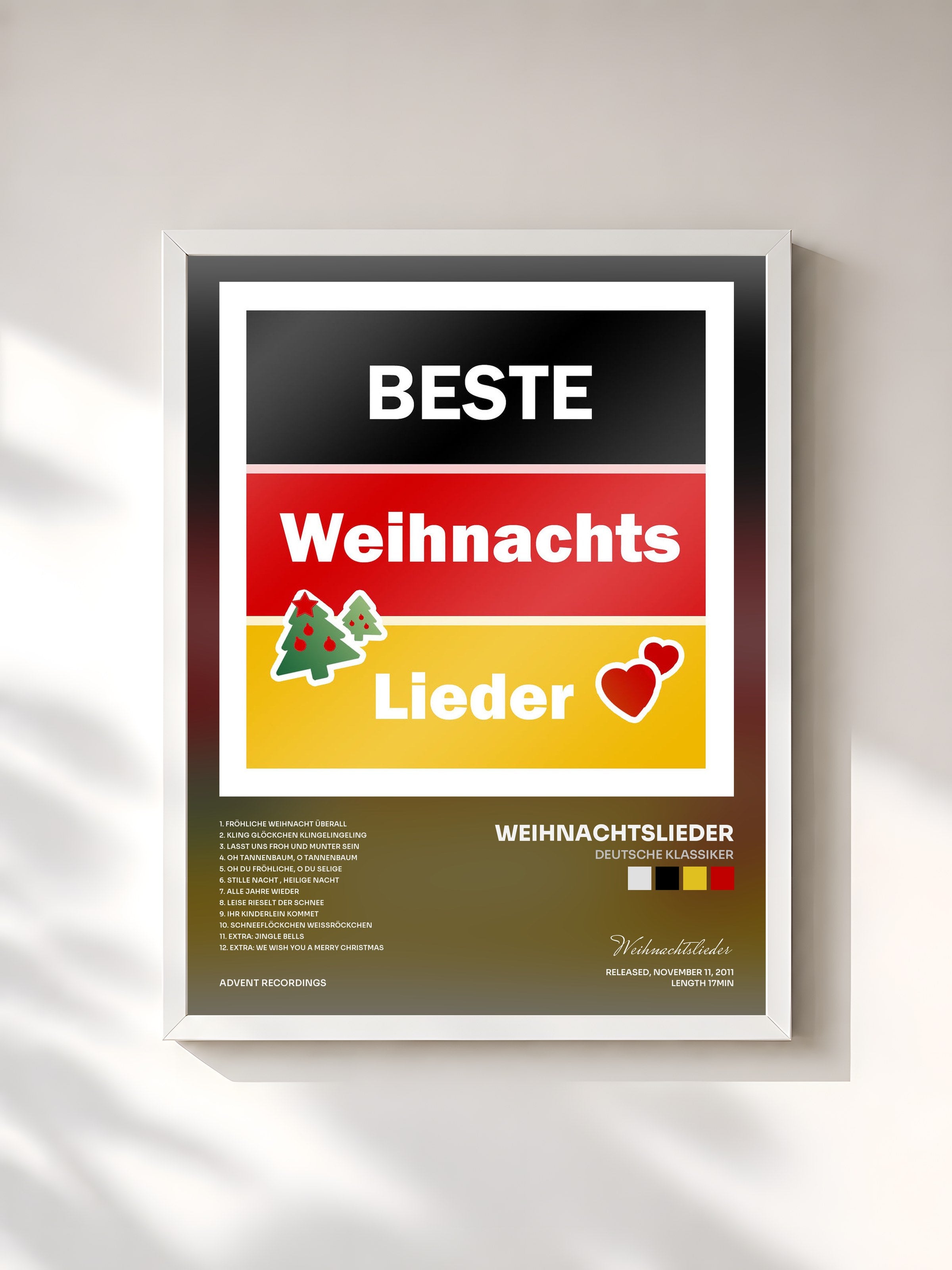 #blanc Tableau de l'album Deutsche Klassiker de Weihnachtslieder, cadre blanc, imprimé et encadré en France