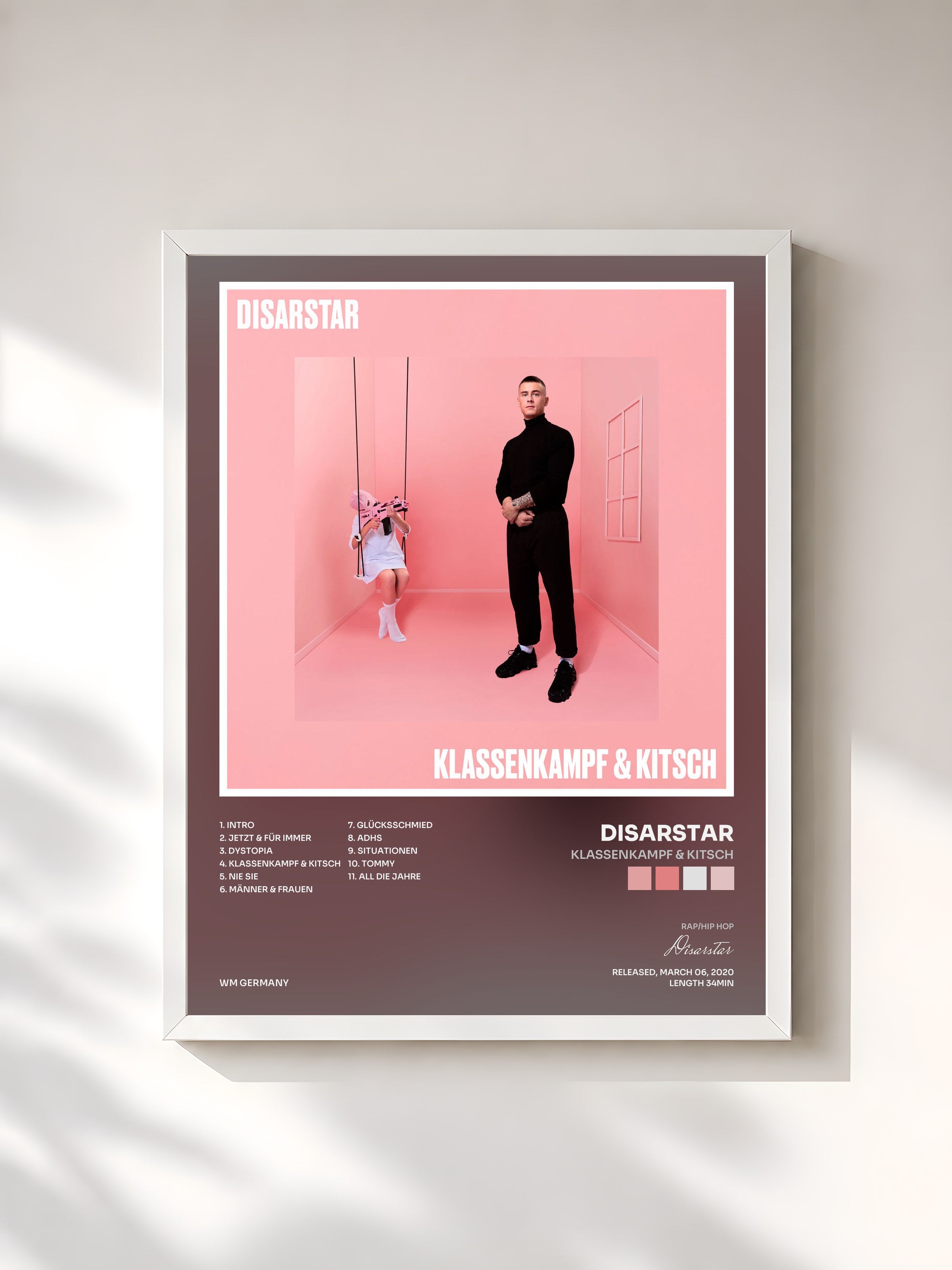 #blanc Tableau de l'album Klassenkampf & Kitsch de Disarstar, cadre blanc, imprimé et encadré en France