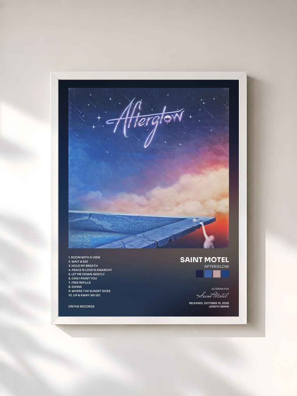 #blanc Tableau de l'album Afterglow de Saint Motel, cadre blanc, imprimé et encadré en France